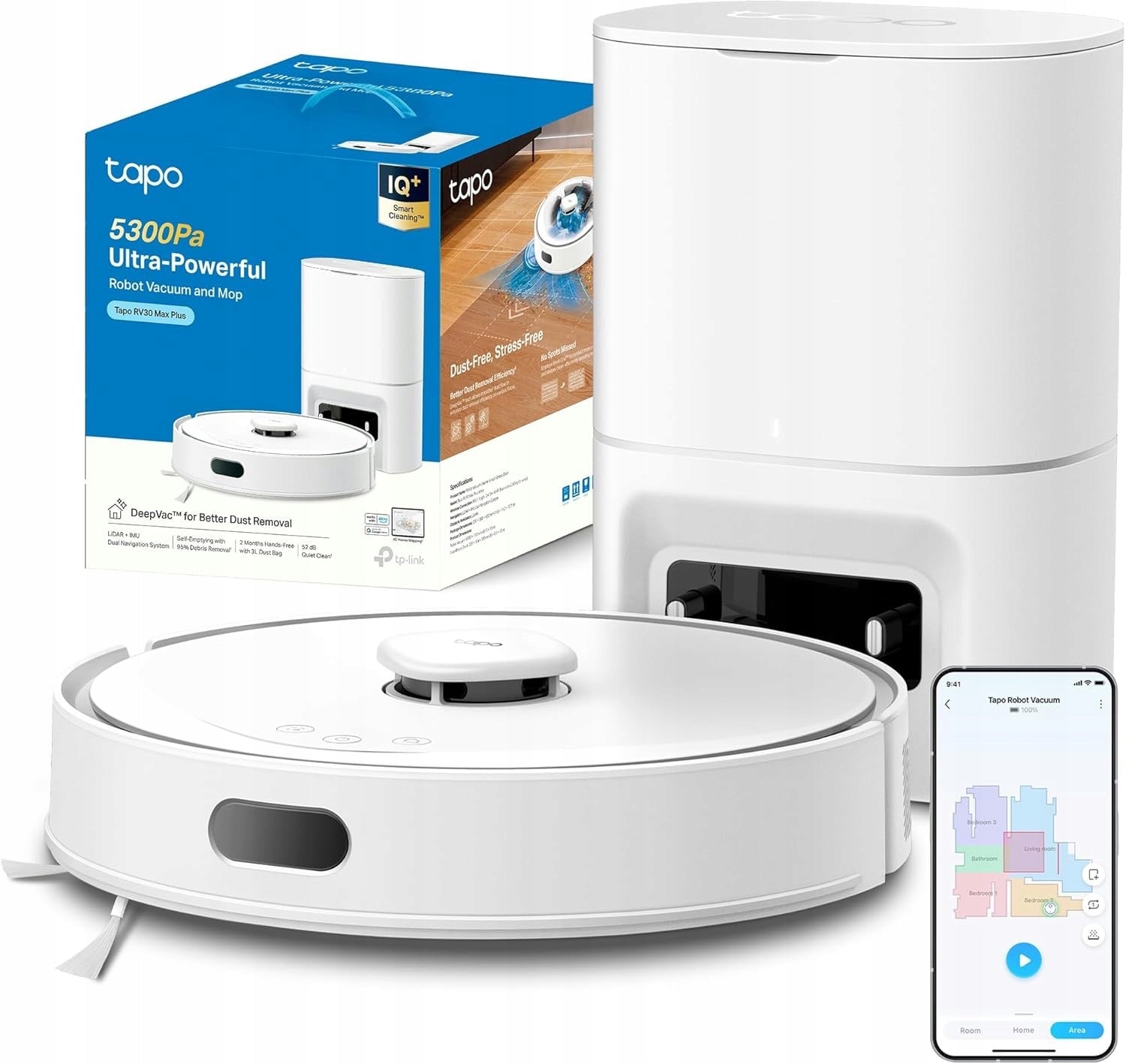 Cleaning robot TP-Link Tapo RV30 Max Plus WHITE vacuuming-mopping