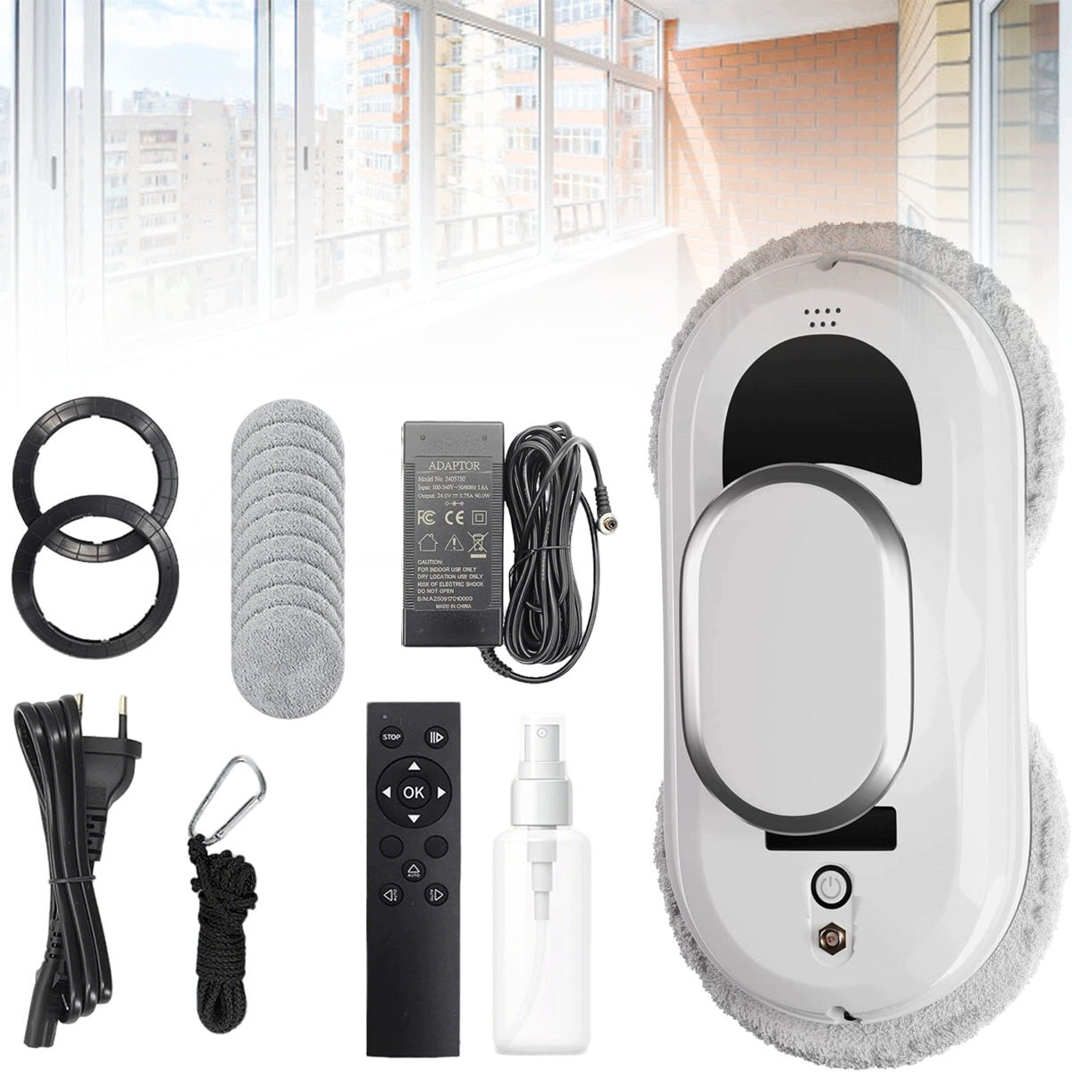 Cleaning robot Window and Window Cleaning Robot 10 wipes 5600kPa white