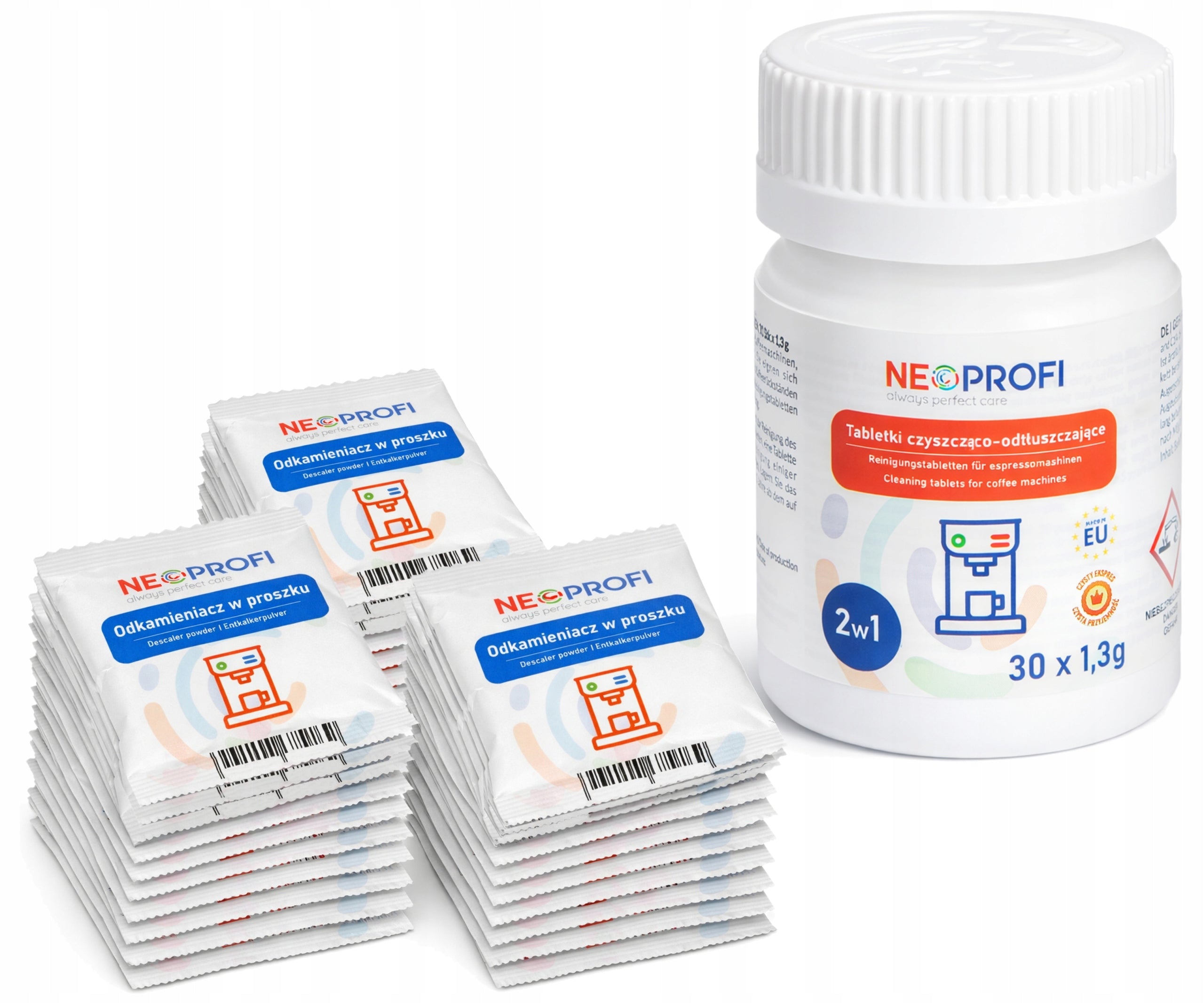 Cleaning tablets 30pcs + descaling sachets for coffee machines Manufacturer code NEO002809