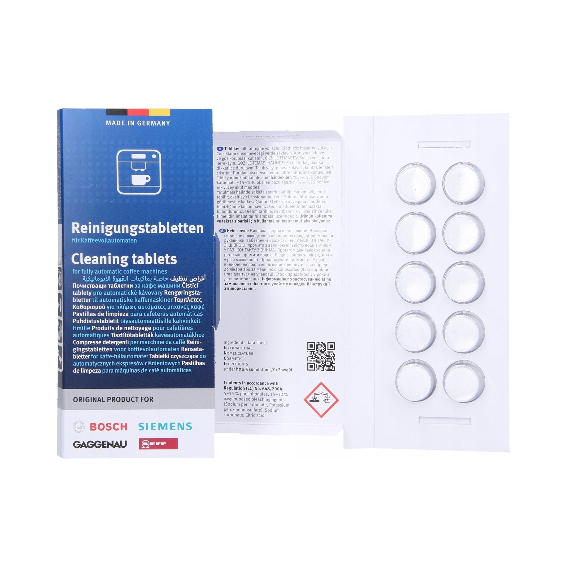 Cleaning tablets for Bosch Siemens 10x 2,2g EQ.5 EQ.9 EQ.500 iQ700