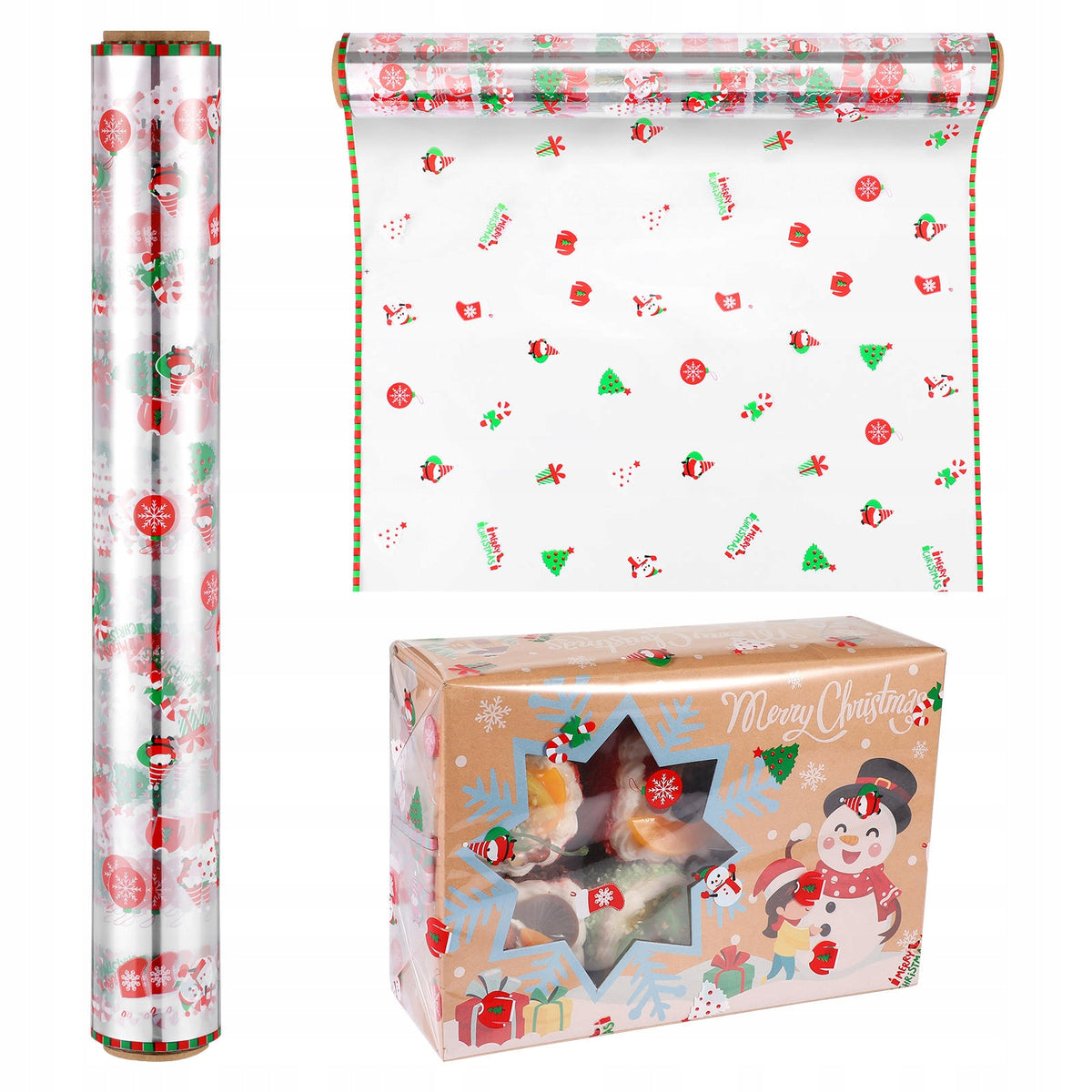 Clear Festive Cellophane Wrap Paper Roll for Holiday Gift Wrapping Product width 5.5 cm