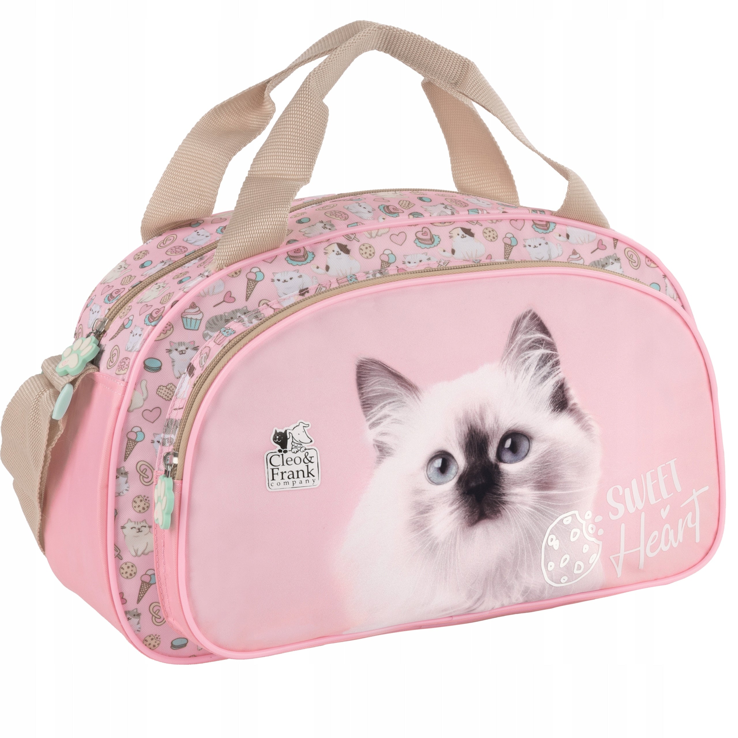 Cleo Frank Cat Travel Sports Bag with Kitten 13L Shoulder Pool School