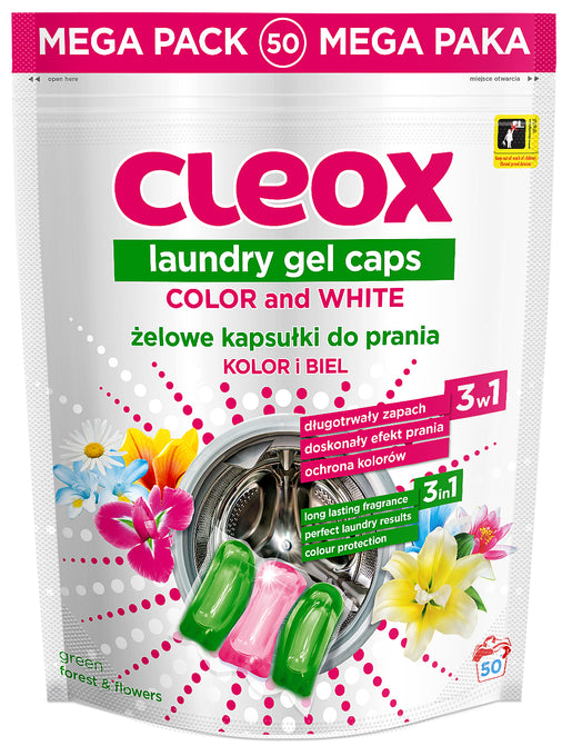 Cleox Universal 3-Chamber Washing Capsules White and Color 50pcs