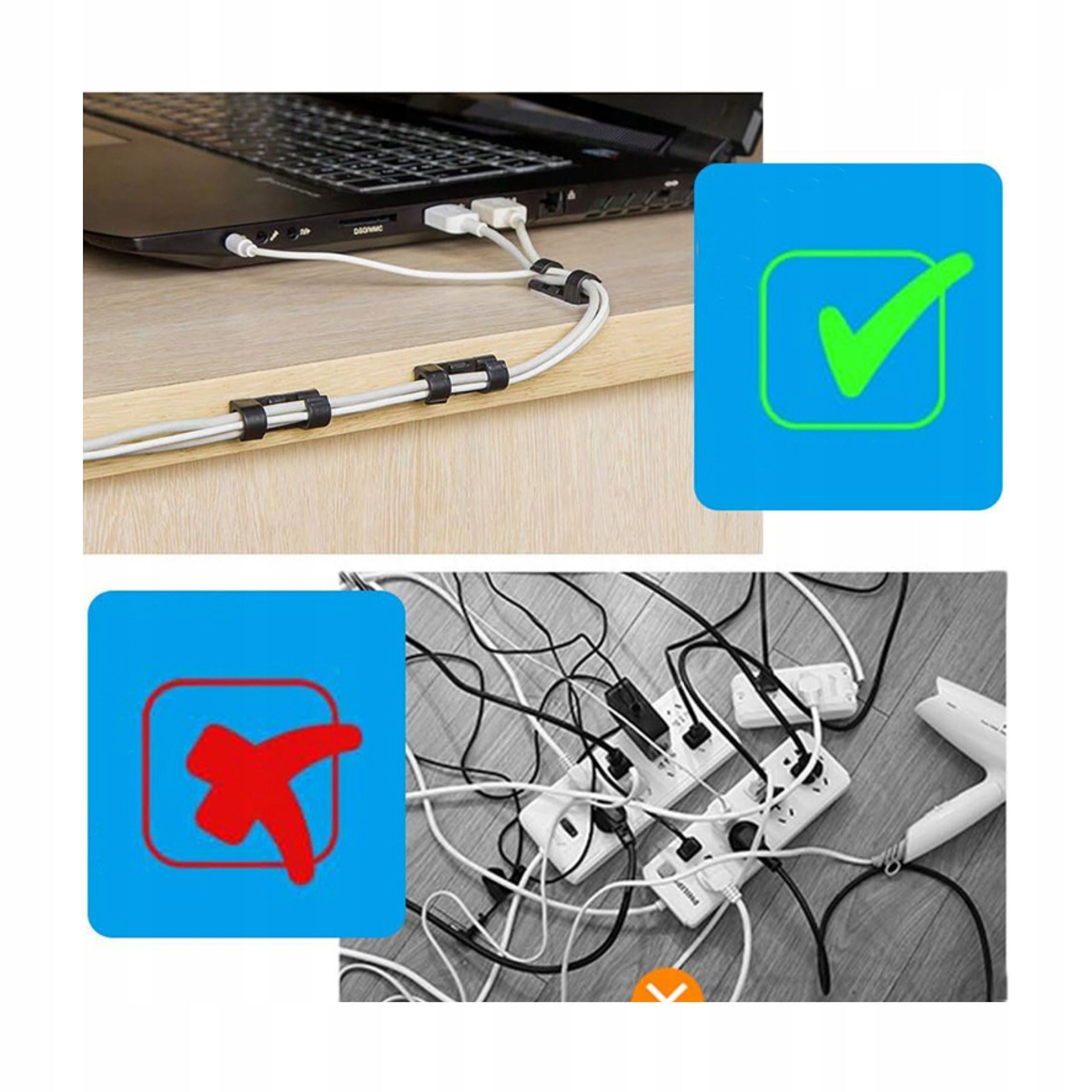 Clip Holder Cable Organizer Self Adhesive Black Set of 20 Brand no brand