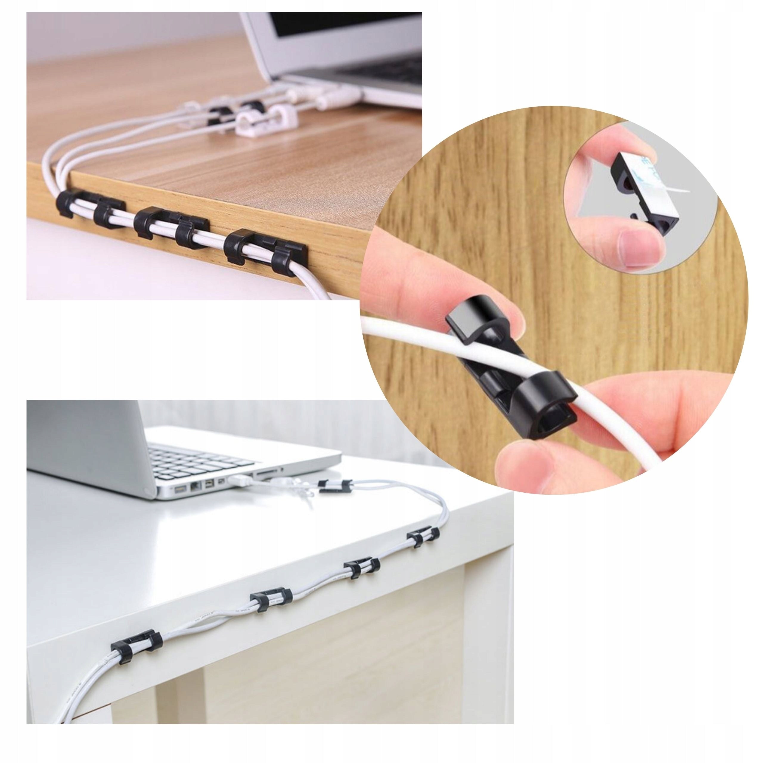 Clip Holder Cable Organizer Self Adhesive Black Set of 20 Packaging status original