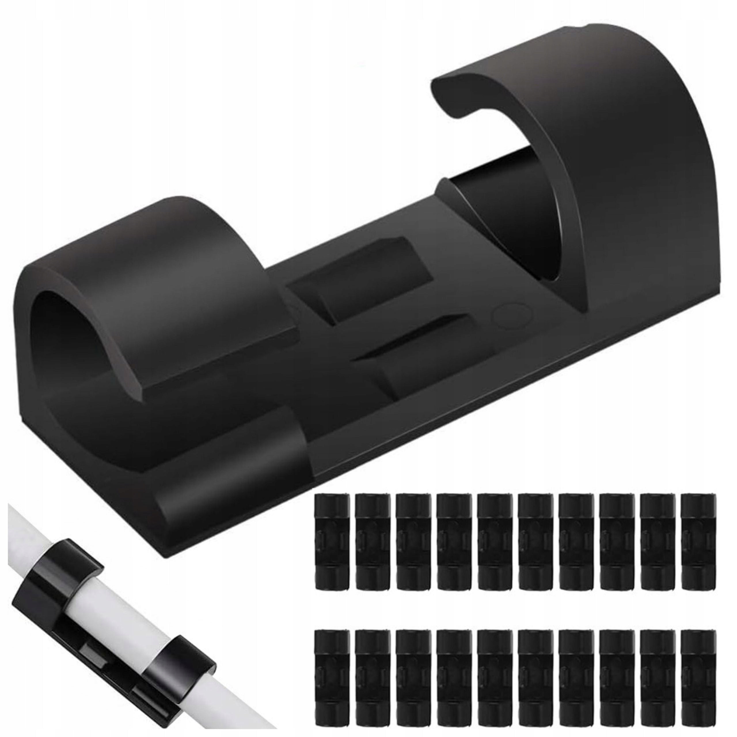 Clip Holder Cable Organizer Self Adhesive Black Set of 20