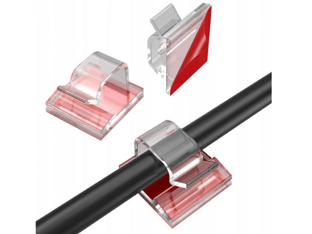 Clip Holder Cable Organizer Self Adhesive Transparent Set of 10