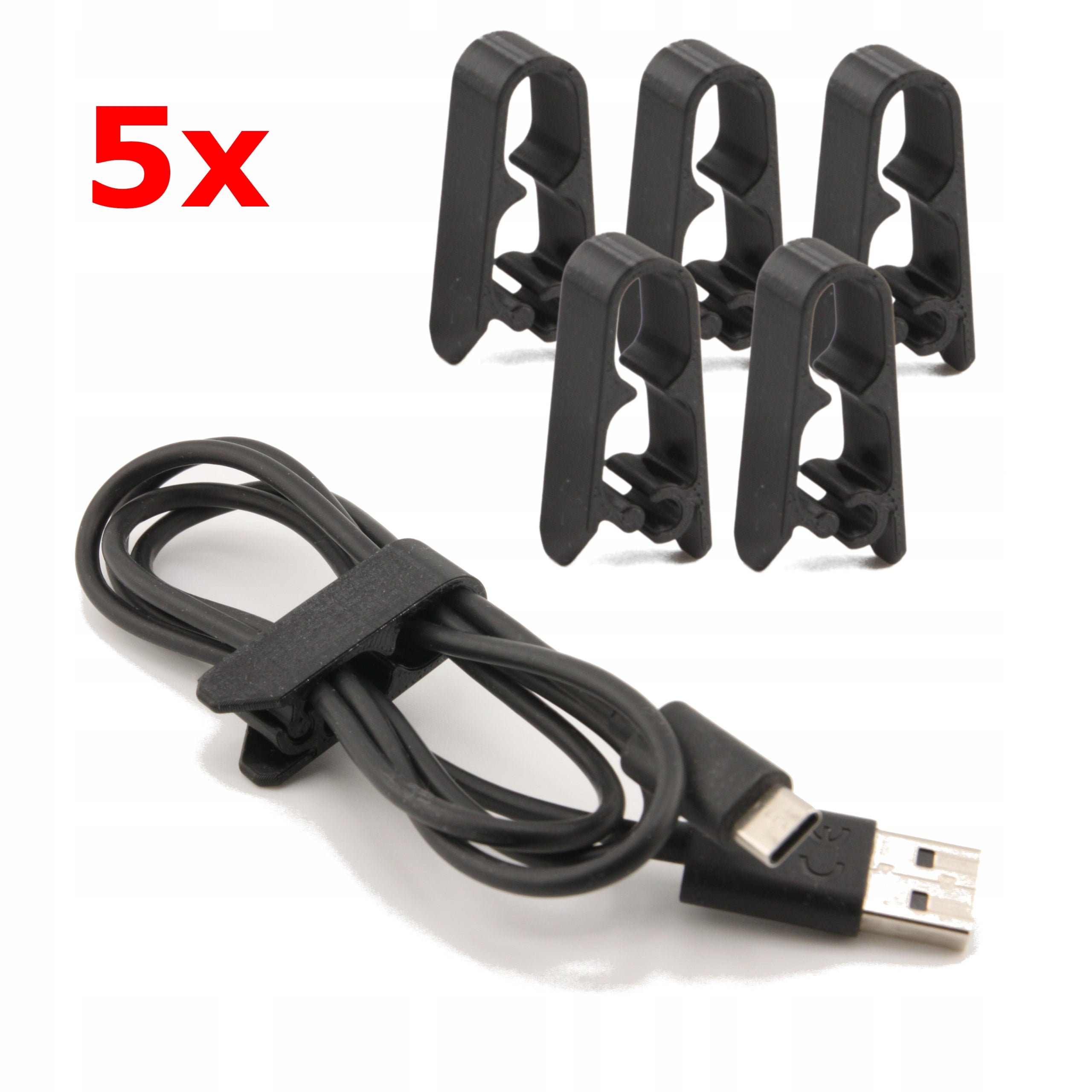 Clip cable organizer black 5 pcs