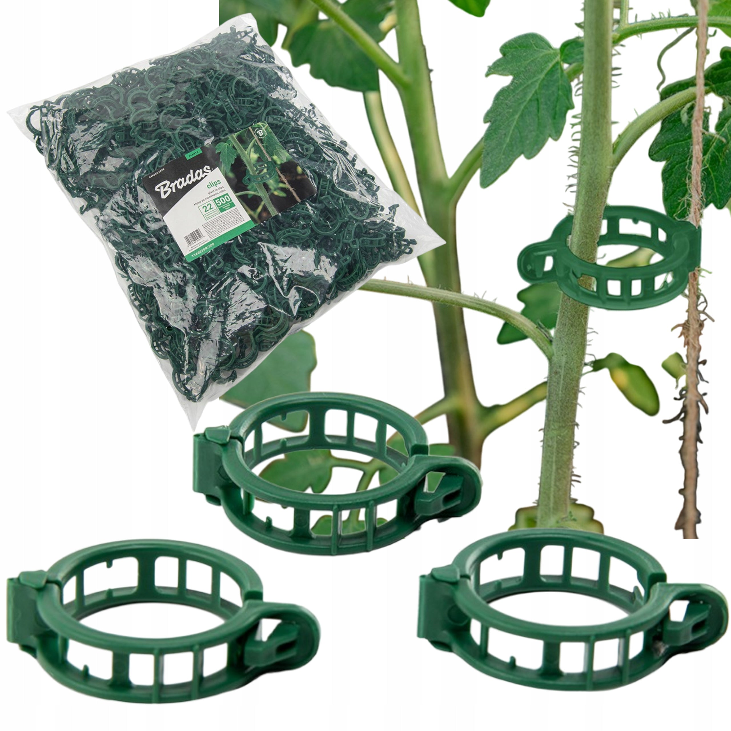 Clips Fasteners for fixing plants green 500pcs/opk TYK022GR/500