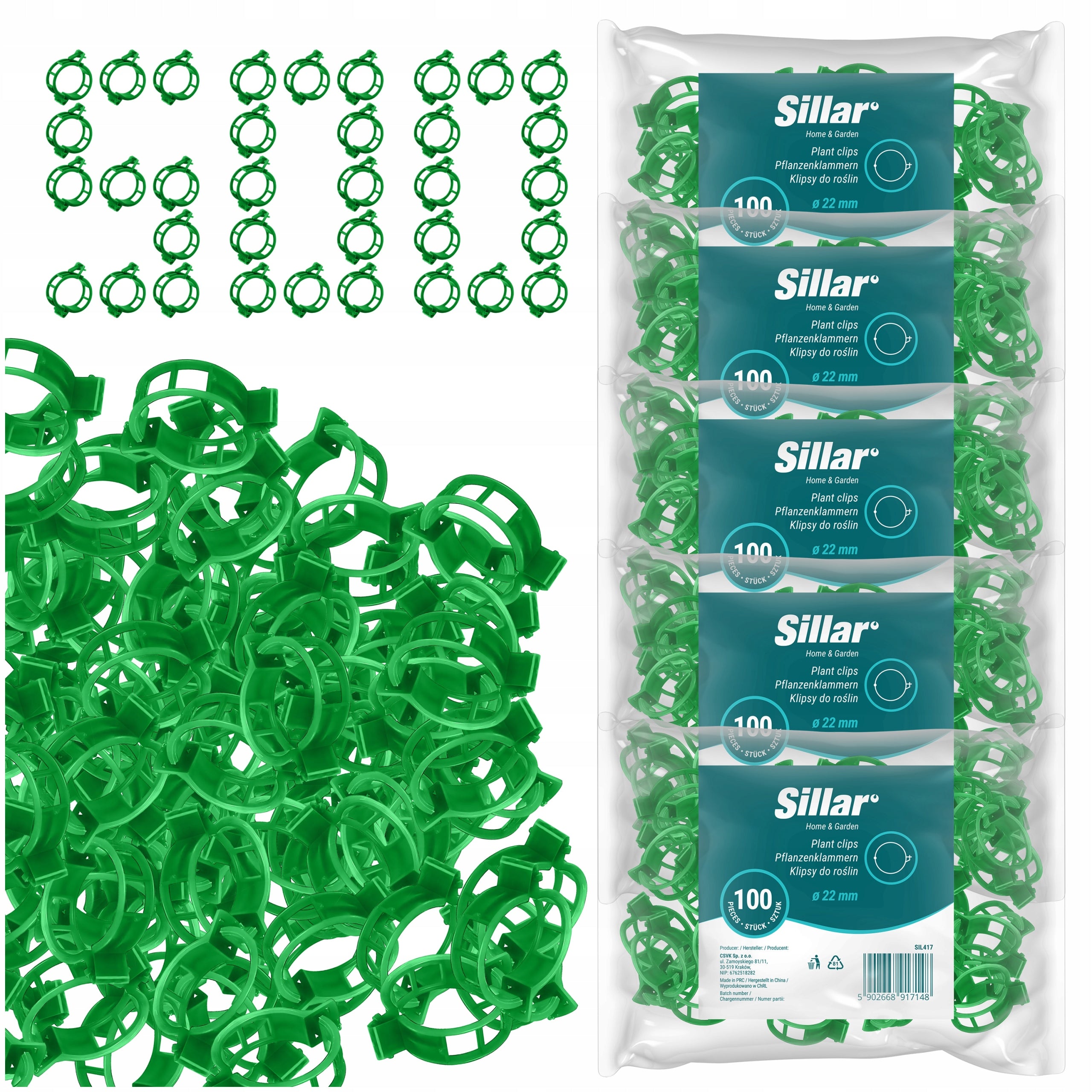 Clips for fixing shoot stem plants cufflinks 500 pcs 22 mm strong