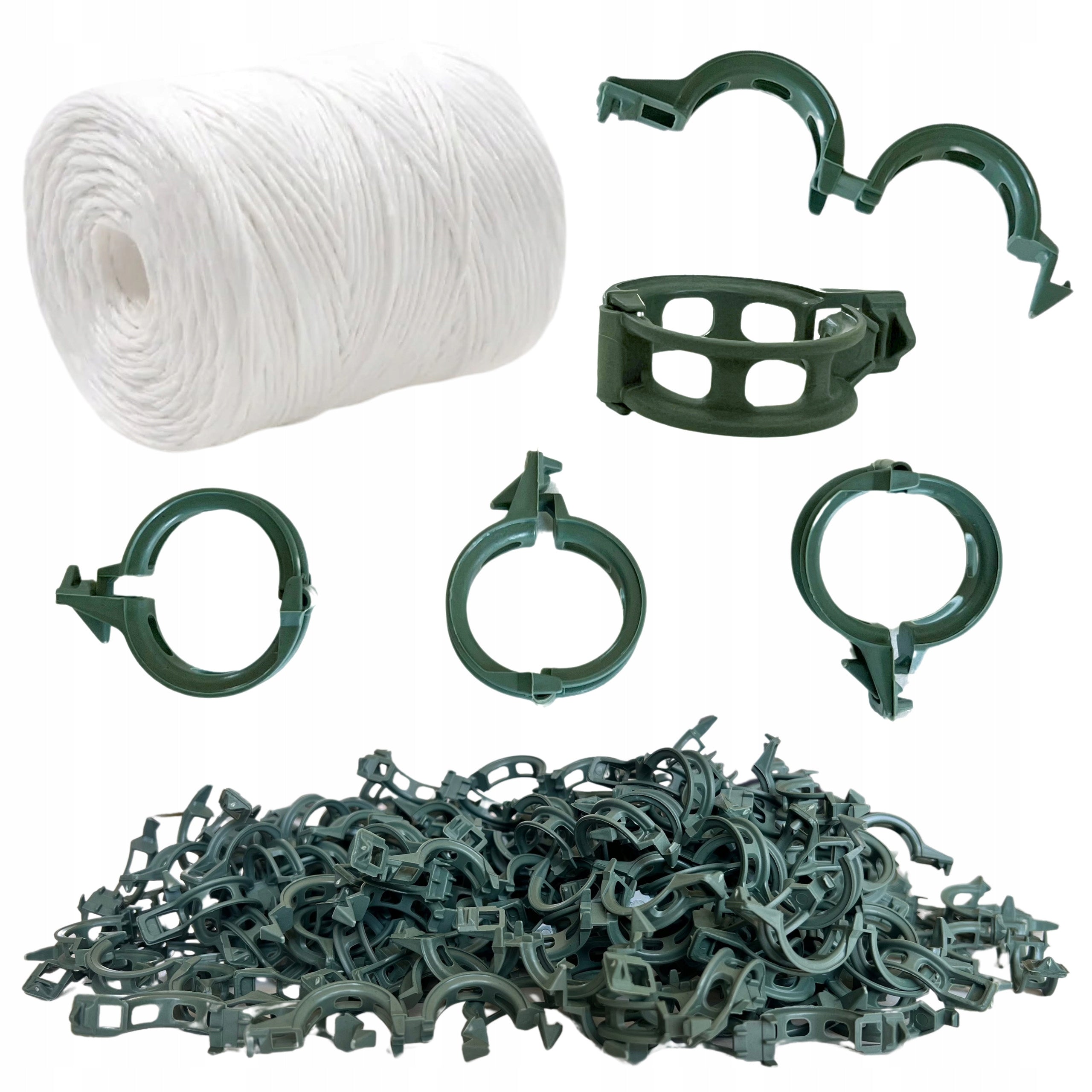 Clips for tomatoes clasps for stems of plant shoots 200 pieces + string 300m Brand Łatwa Uprawa