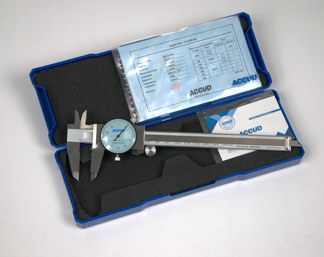 Clock Caliper 0-150 mm 0,01 Shockproof Accurate Calibrated ACCUD Certificates of conformity CE