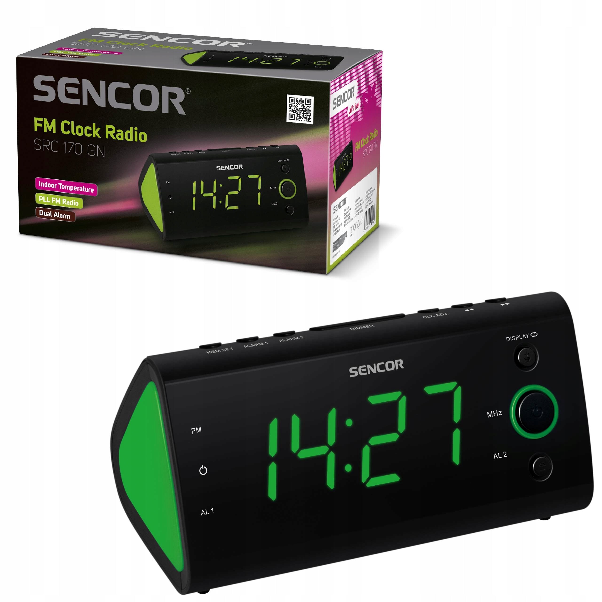 Clock Radio Digital Clock Sencor SRC 170 GN Packaging status original