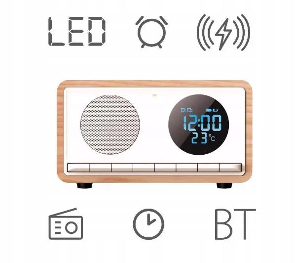 Clock Radio Manta RDI912W RIMINI Bluetooth Induction Charger White Color white