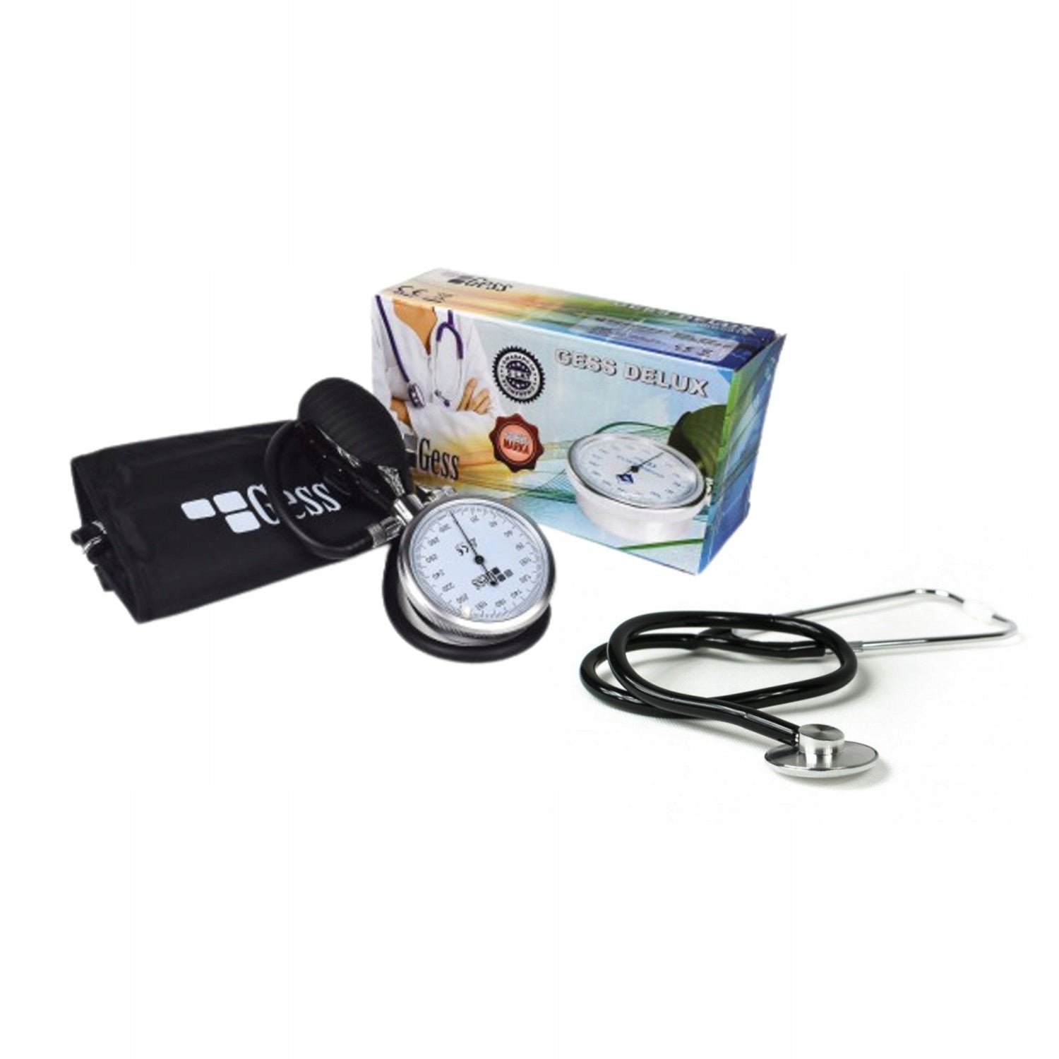 Clock blood pressure monitor with shoulder stethoscope with large dial Gess Delux