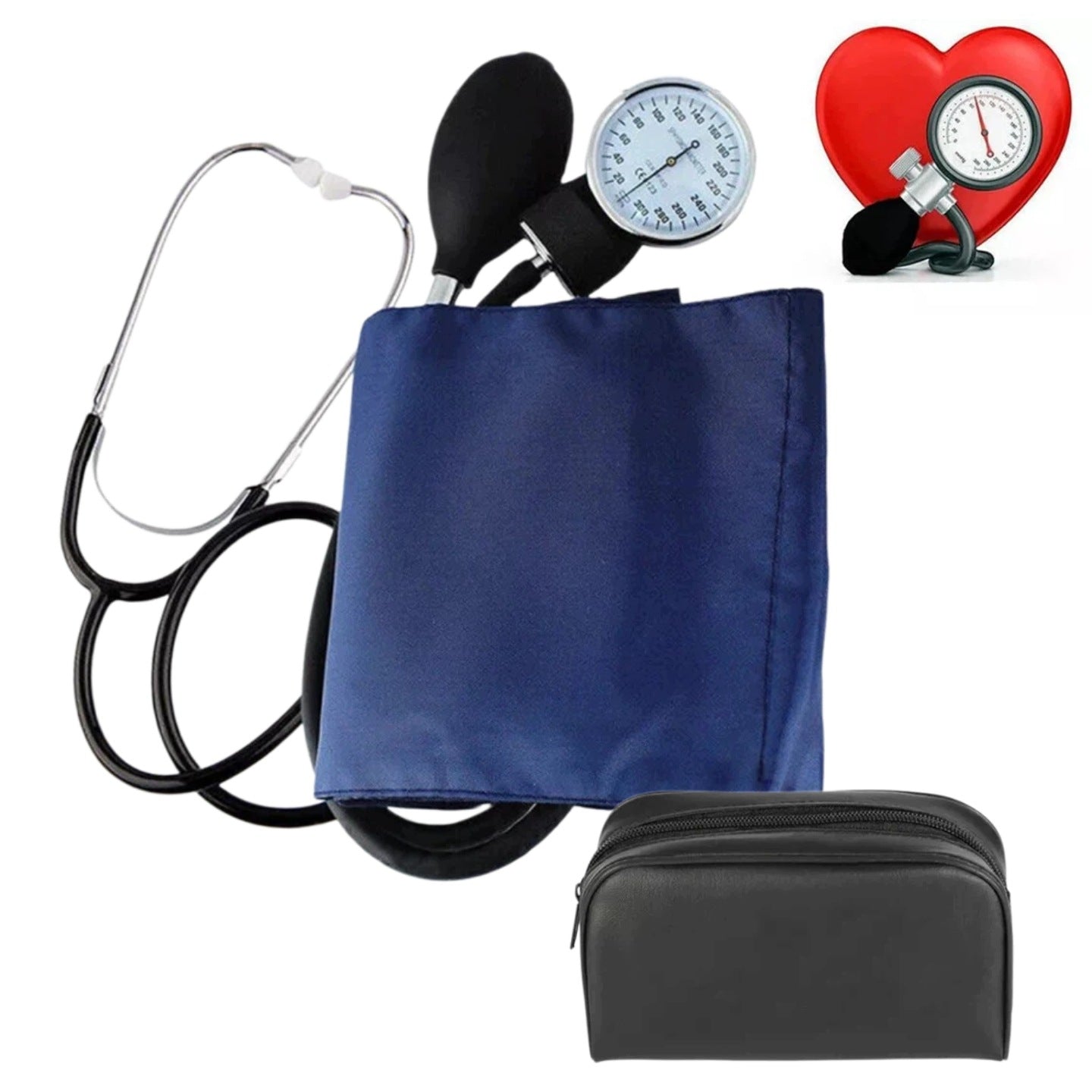 Clock blood pressure monitor with shoulder stethoscope
