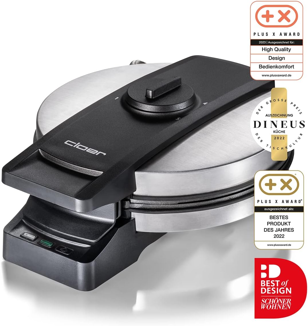 Cloer Waffle Iron Professional Double Sugar Resistant 16,5 cm Ø 950W Model 1898