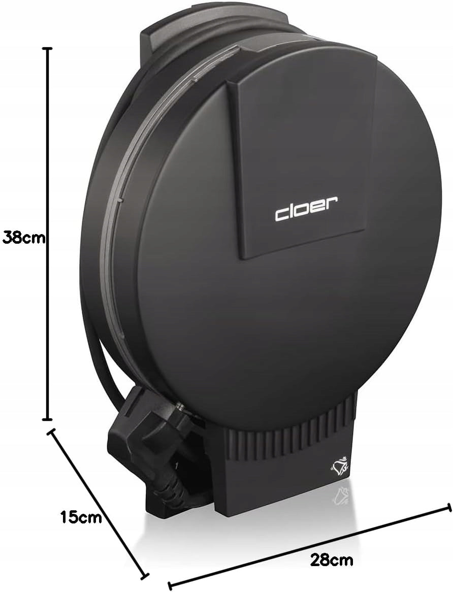 Cloer heart waffle iron 16cm black 930W metal non-stick signal Model 180