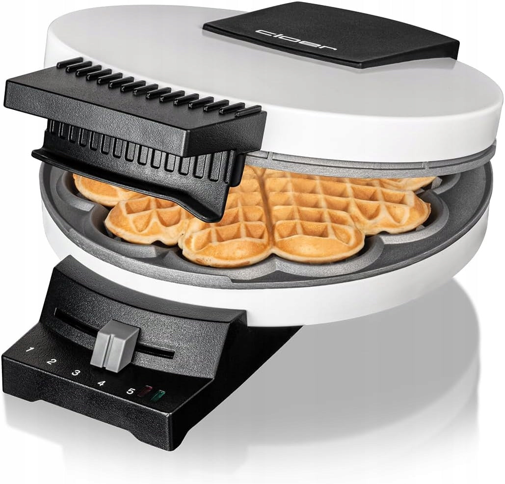 Cloer waffle iron heart 16cm 930W white non-stick step adjustment