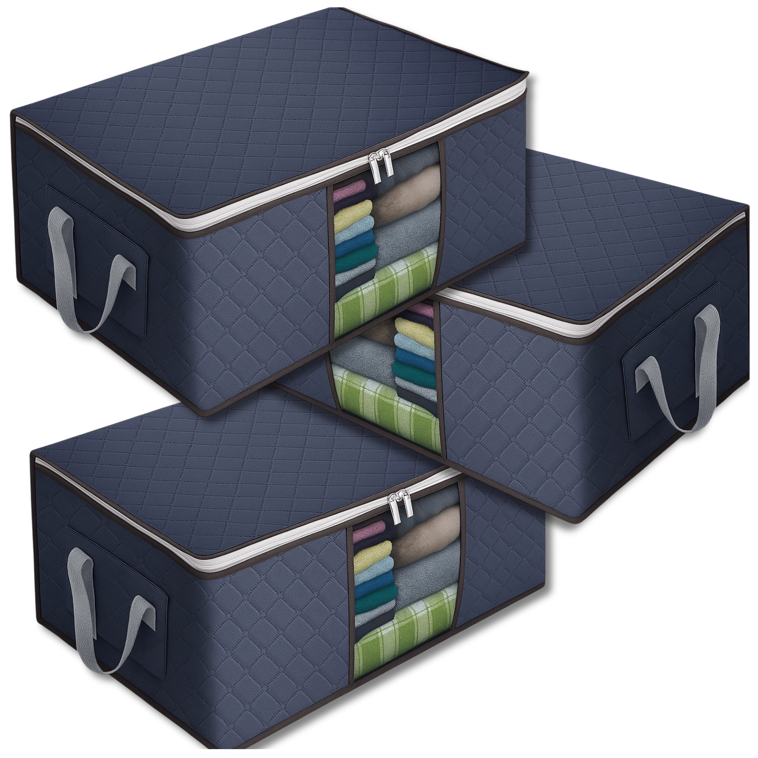 Clothes Cabinet Organizer Bedding Container Box Set of 3 Pcs 90 L Packaging status original