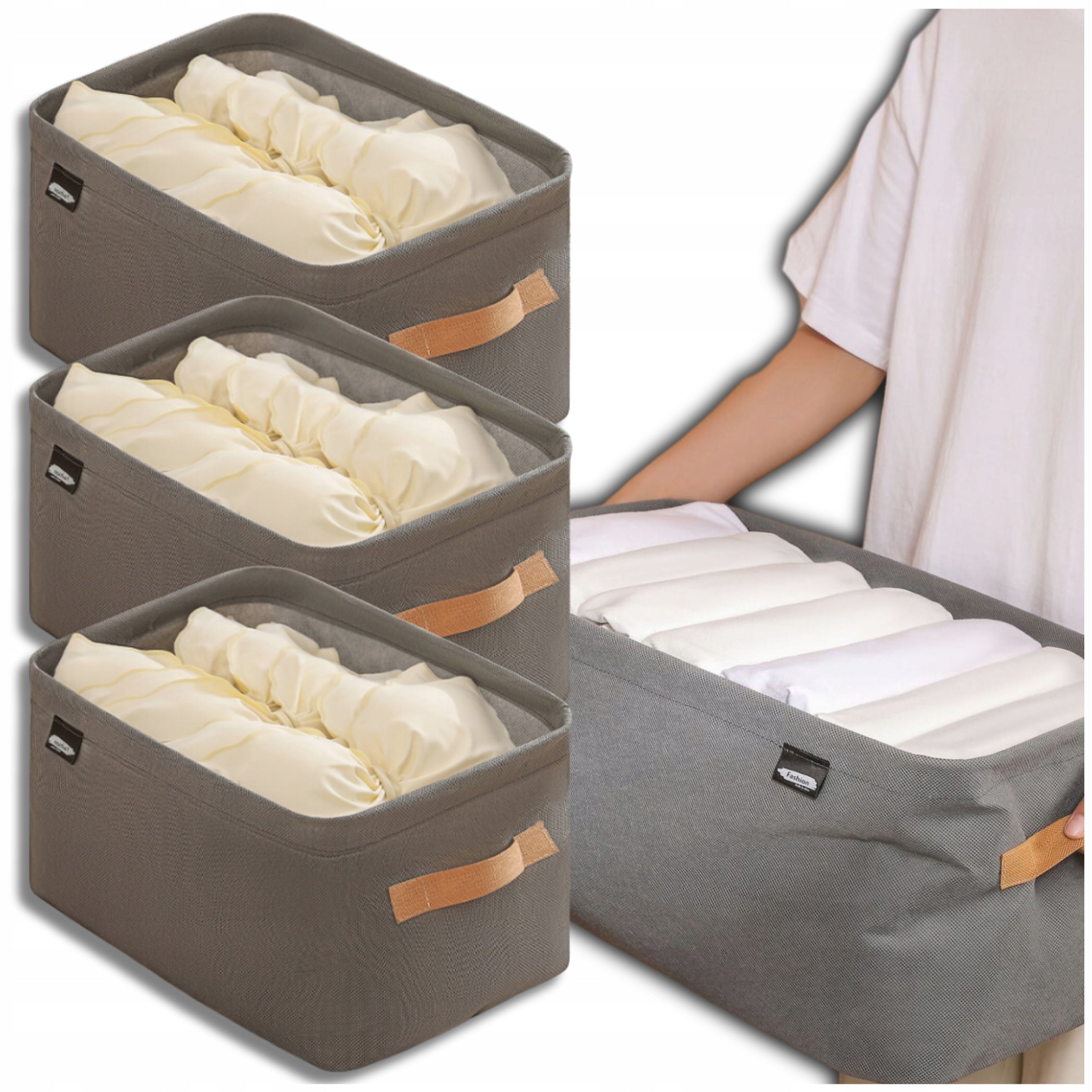 Clothes Organizer 3 Pcs Box Organizer Set Rigid For Cabinet