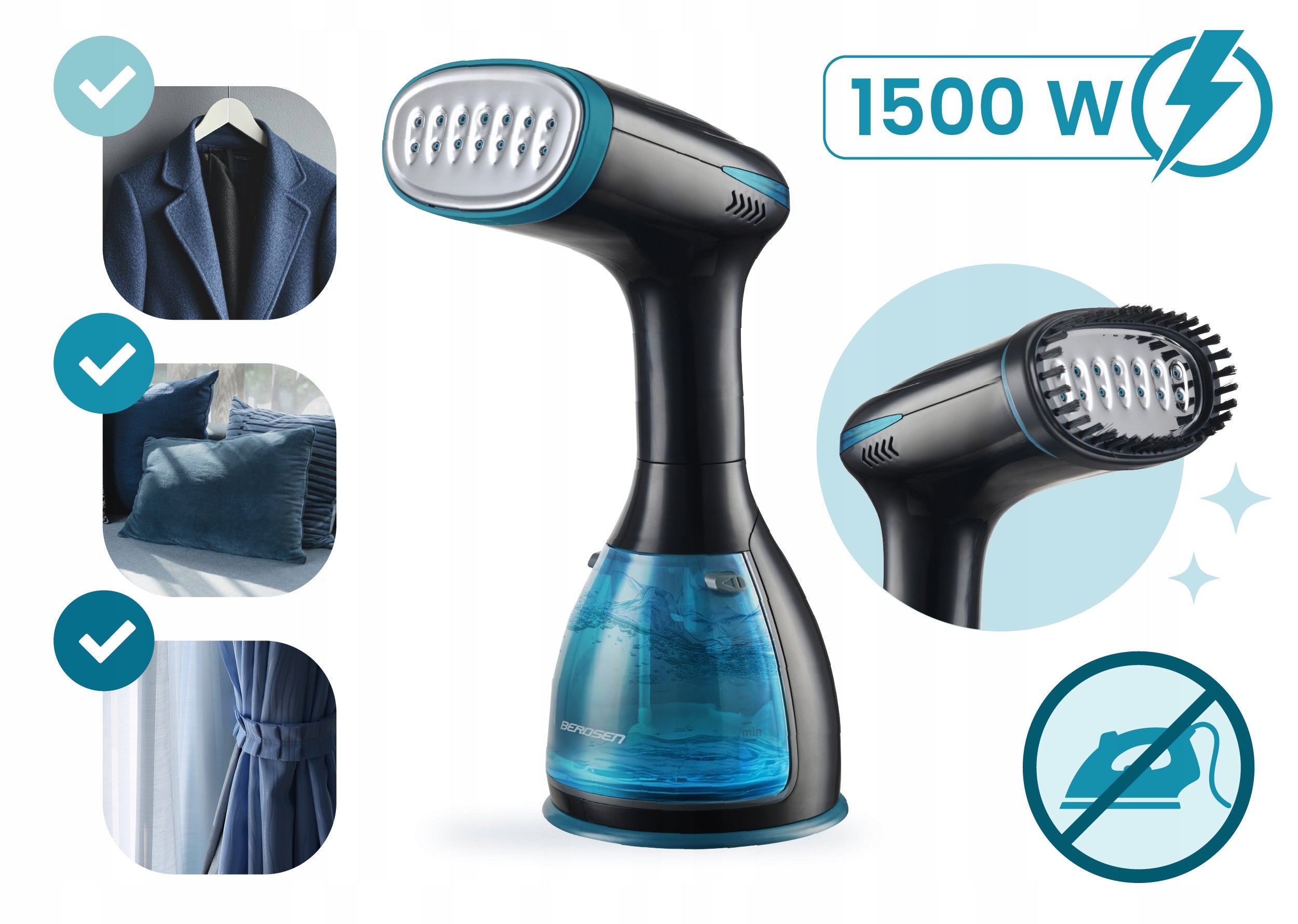 Clothes Steamer 1500W Steamer Steam Iron SET EAN (GTIN) 5903890630423