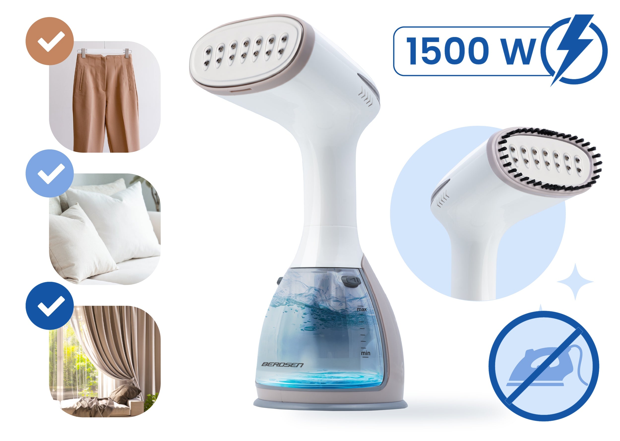 Clothes Steamer 1500W Steamer Steam Iron SET EAN (GTIN) 5903890630430
