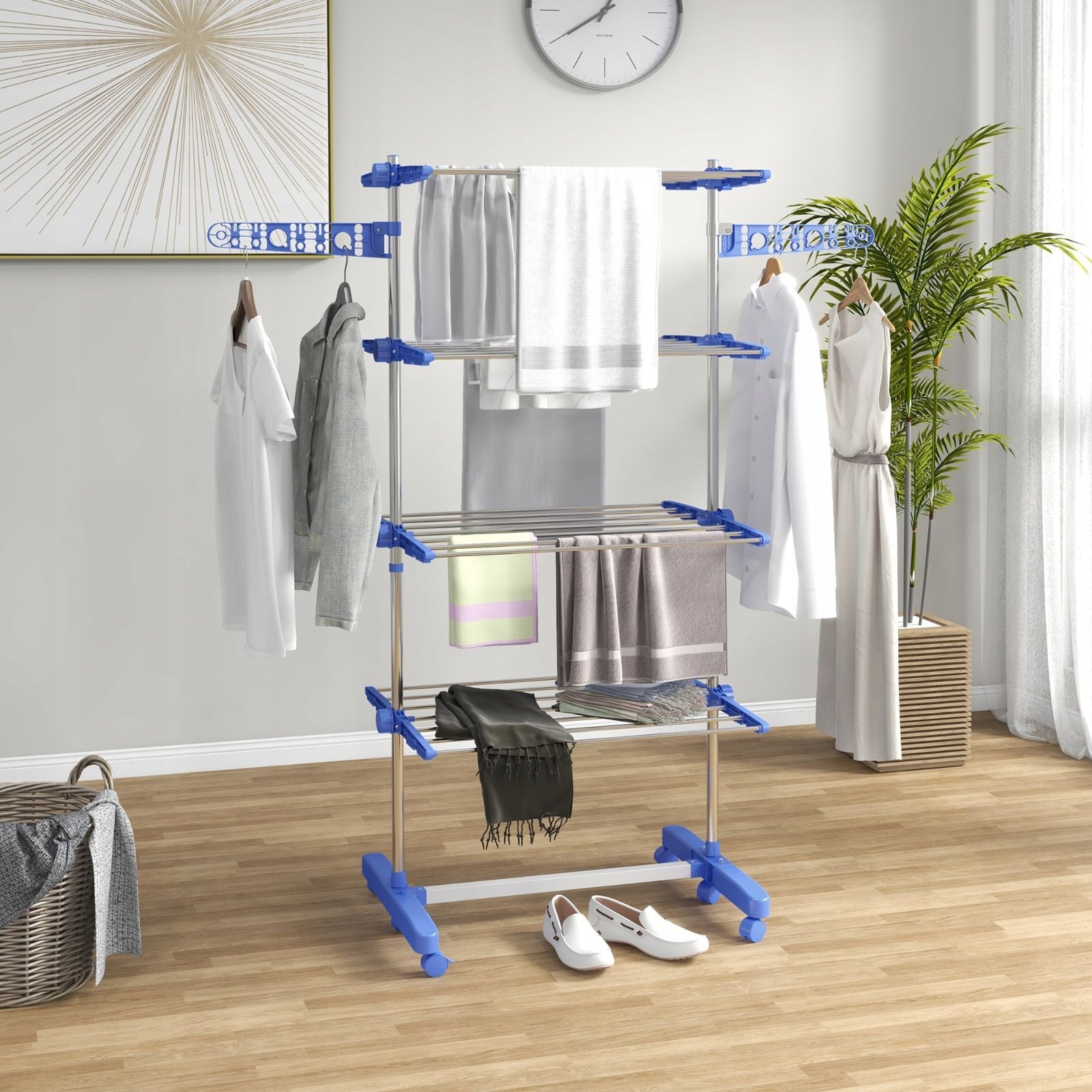 Clothes dryer with wheels, foldable, blue steel Brand no brand