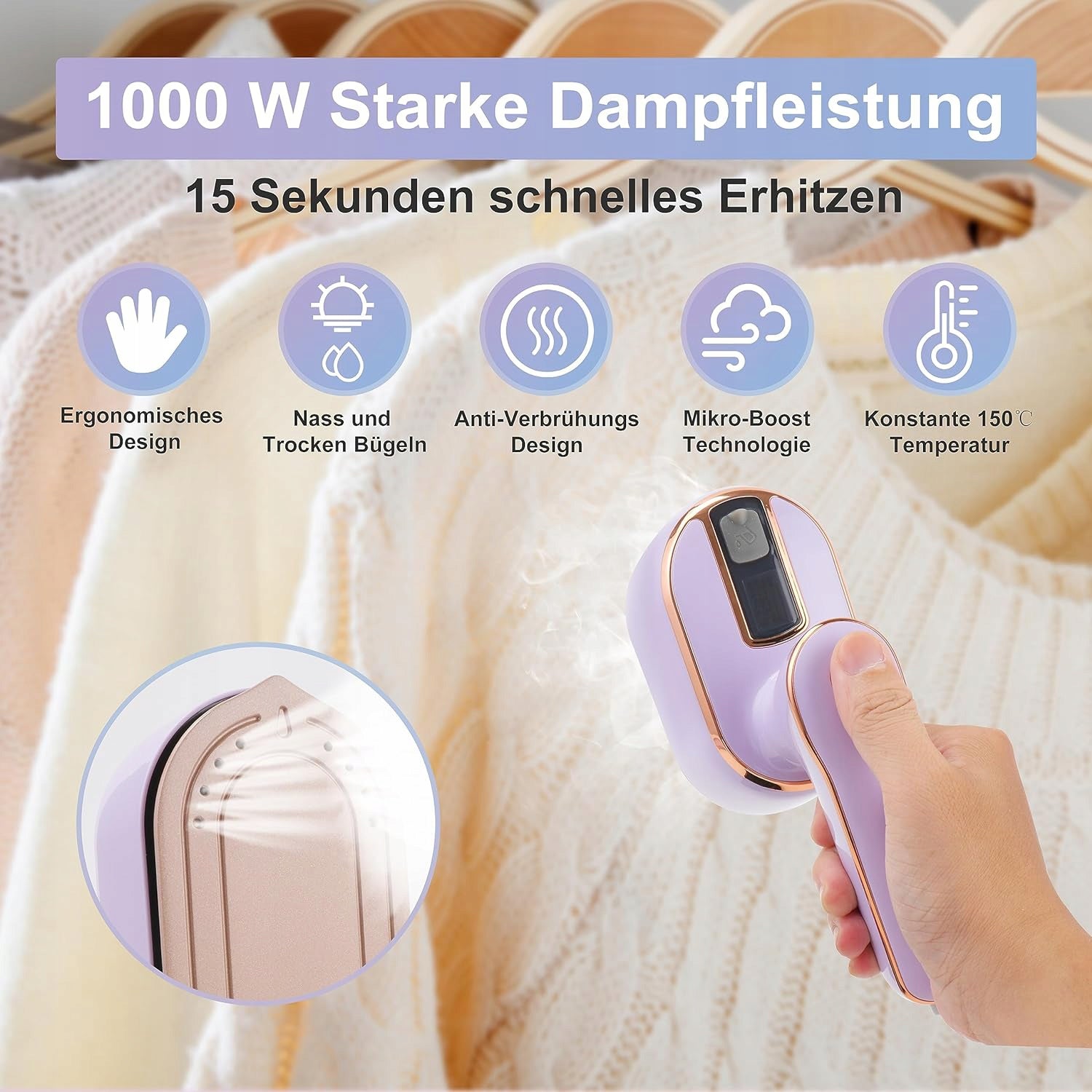 Clothes steamer CLOTHES STEAMER Steam iron 2-in-1 1000w Clothes Steamer Model aklnzopatedlor