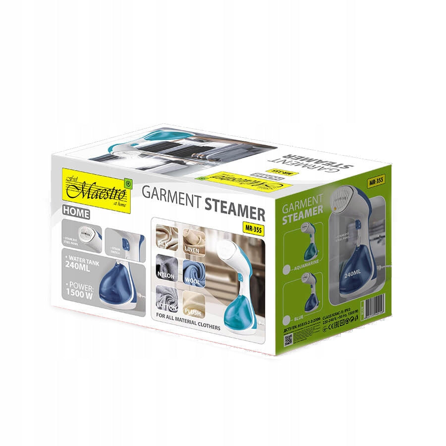 Clothes steamer Maestro 1500W MR-355-BLUE Product weight with unit packaging 0.24 kg