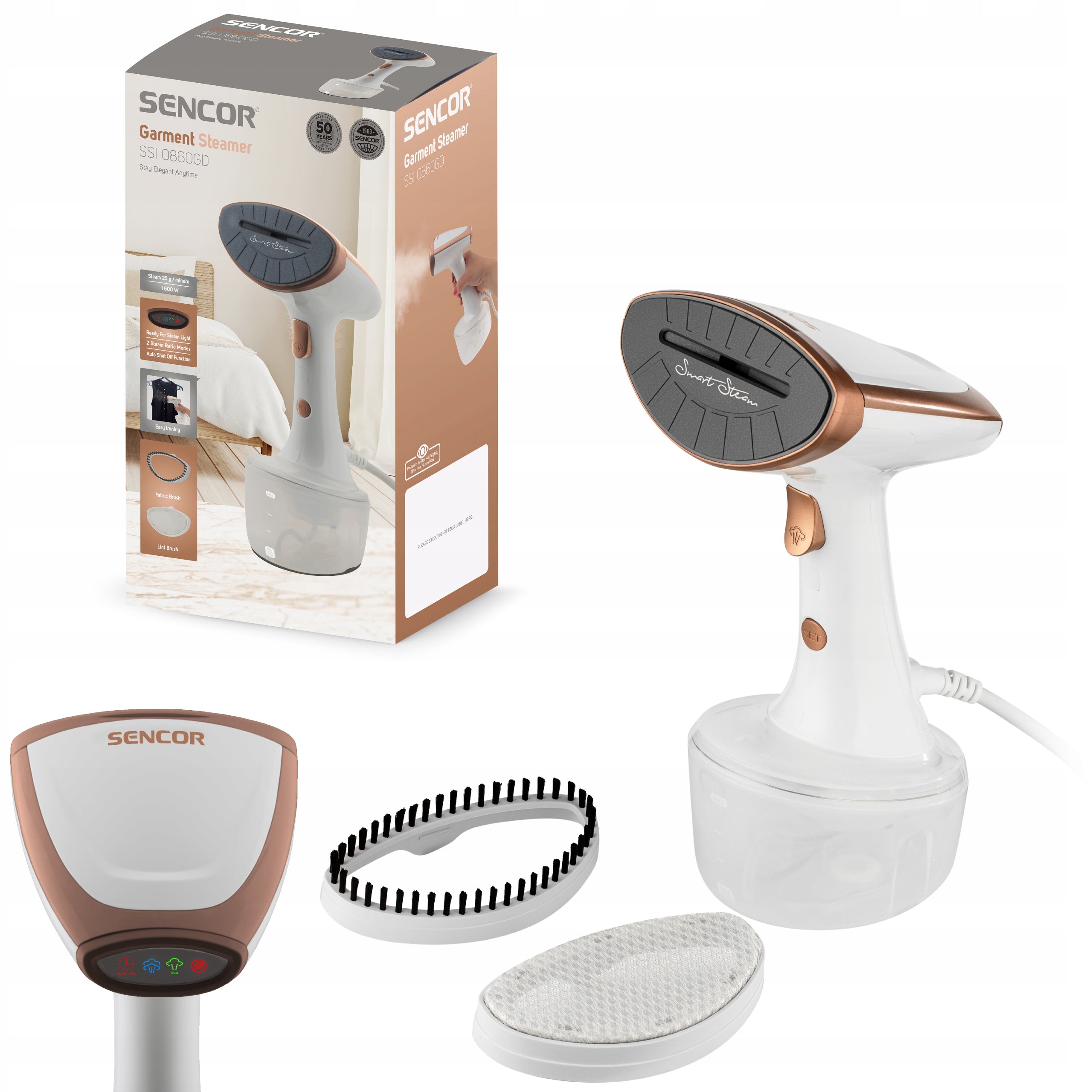 Clothes steamer STEAMER 1600W 25g/min Drip-Stop gold Sencor SSI0860GD