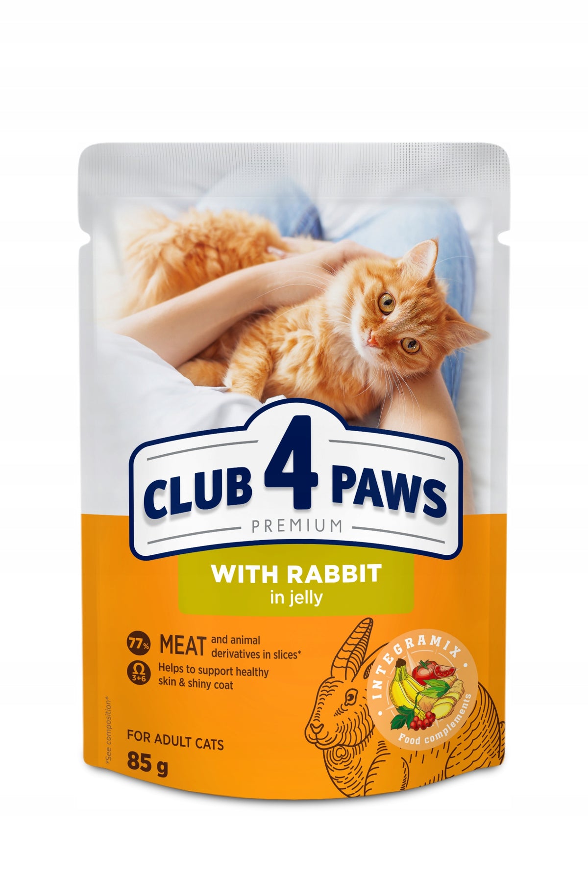 Club 4 Paws Adult Cat Wet Food Rabbit in Jelly 24x85g Packaging status original