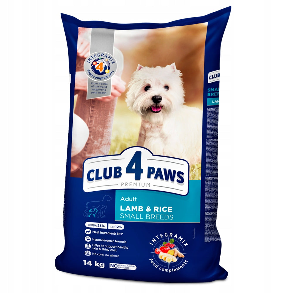 Club 4 Paws Premium Adult Dog Dry Food Lamb and Rice for Small Breeds 14kg Packaging status original