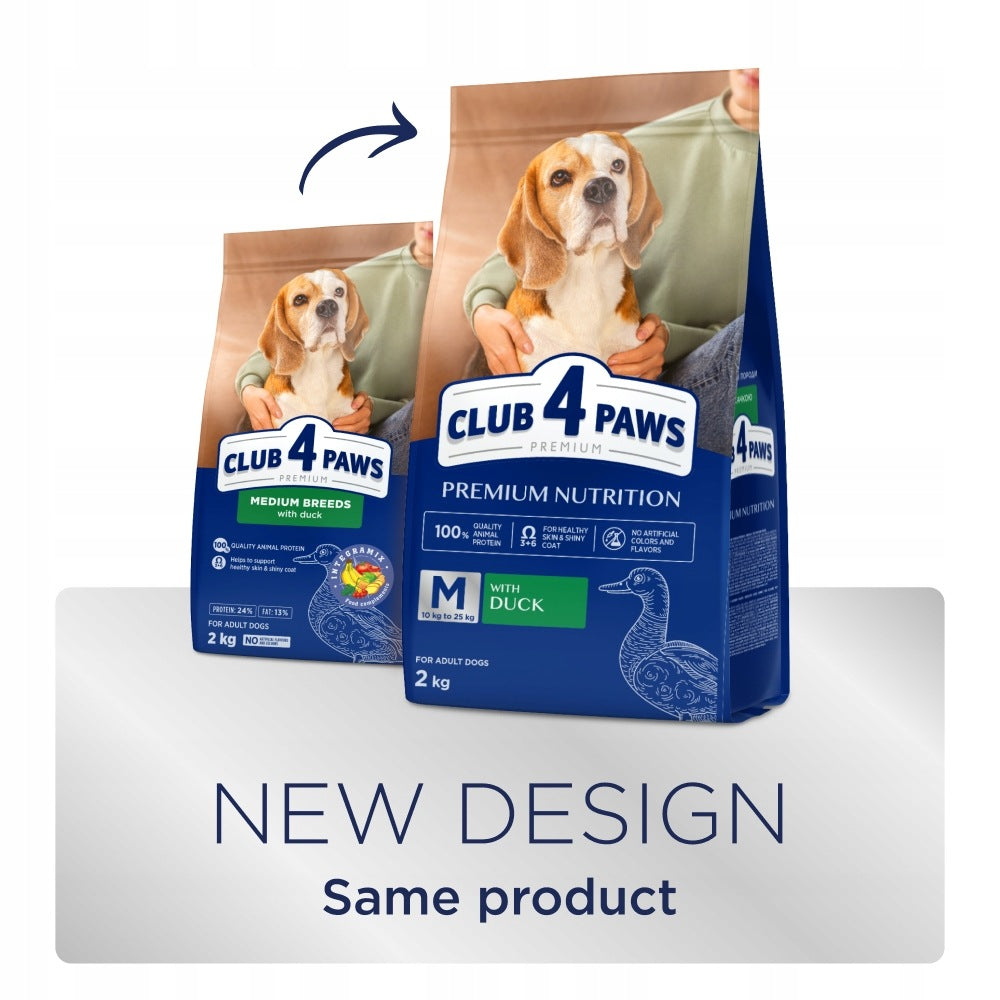Club 4 Paws Premium Adult Dry Dog Food Duck for Medium Breed 2 kg Manufacturer code 4820269144644