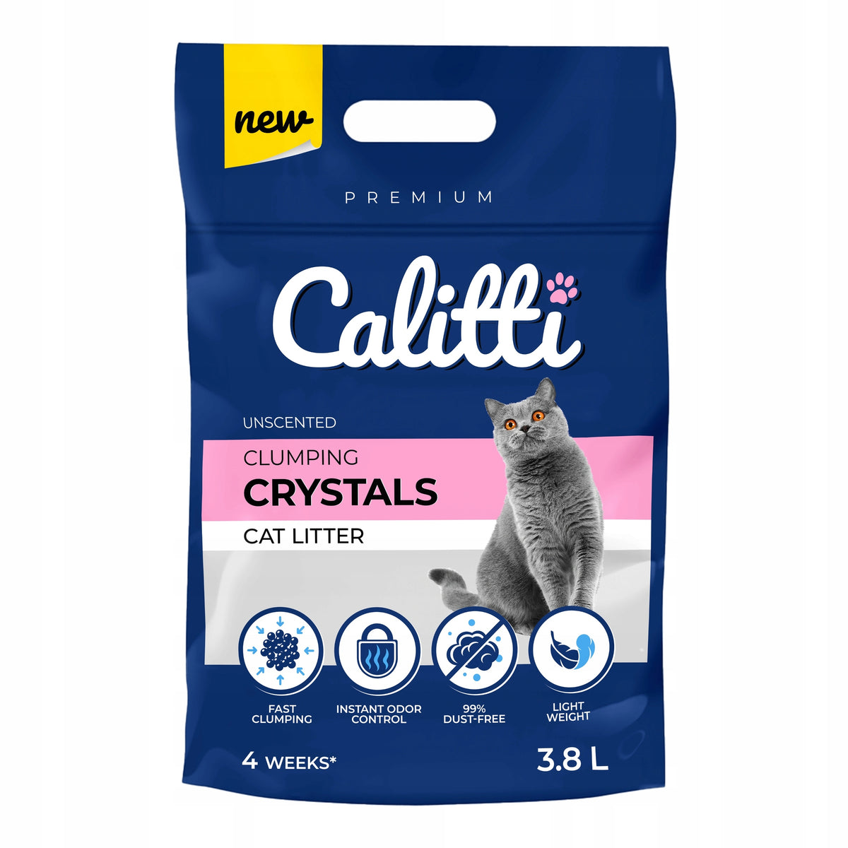 Clumping Calitti Crystals 3,8 l antibacterial clumping silicone litter