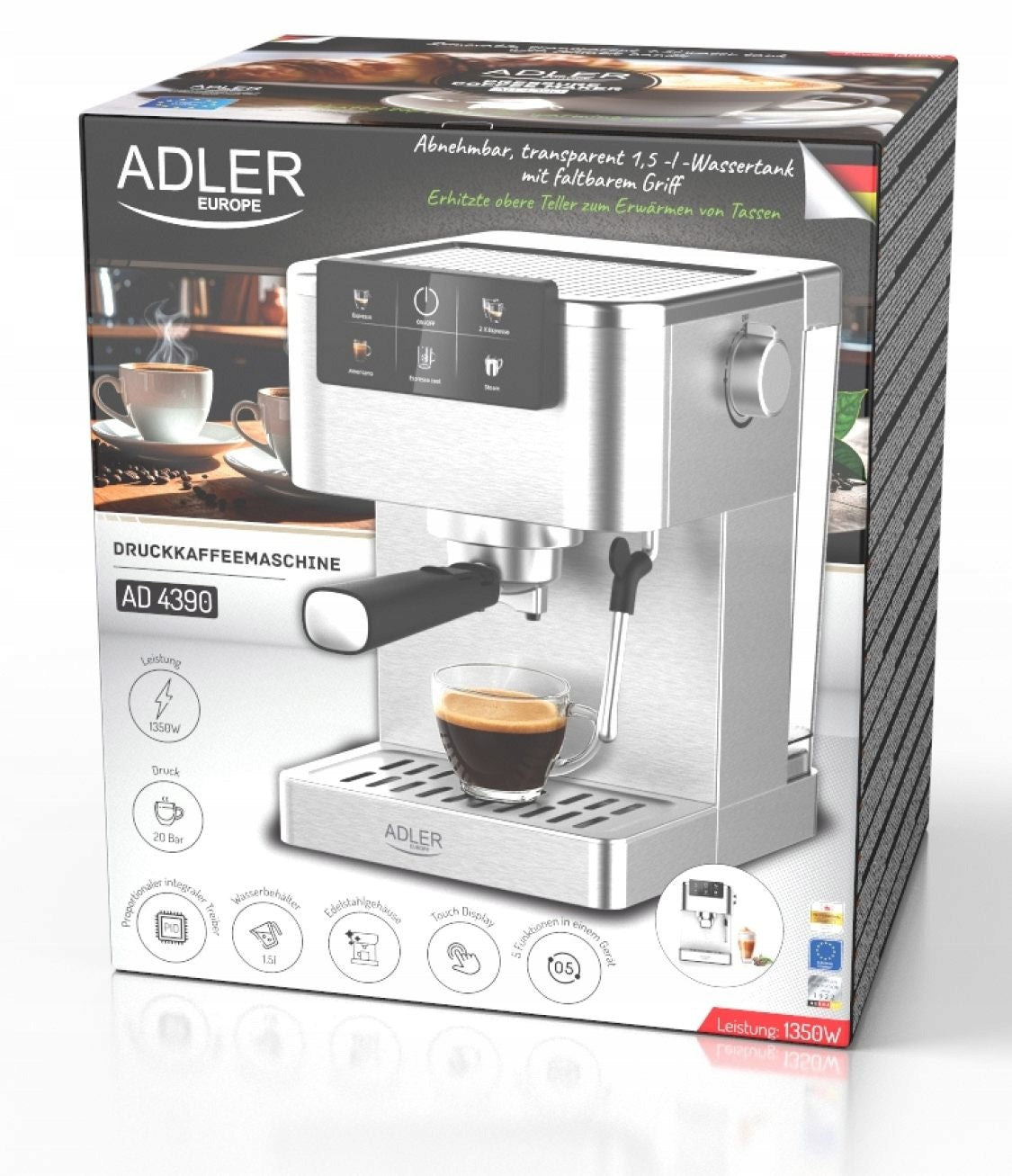 Cob Pressure Coffee Maker Powerful 20 Bar LCD Thermoblock Foamer Built-in grinder no