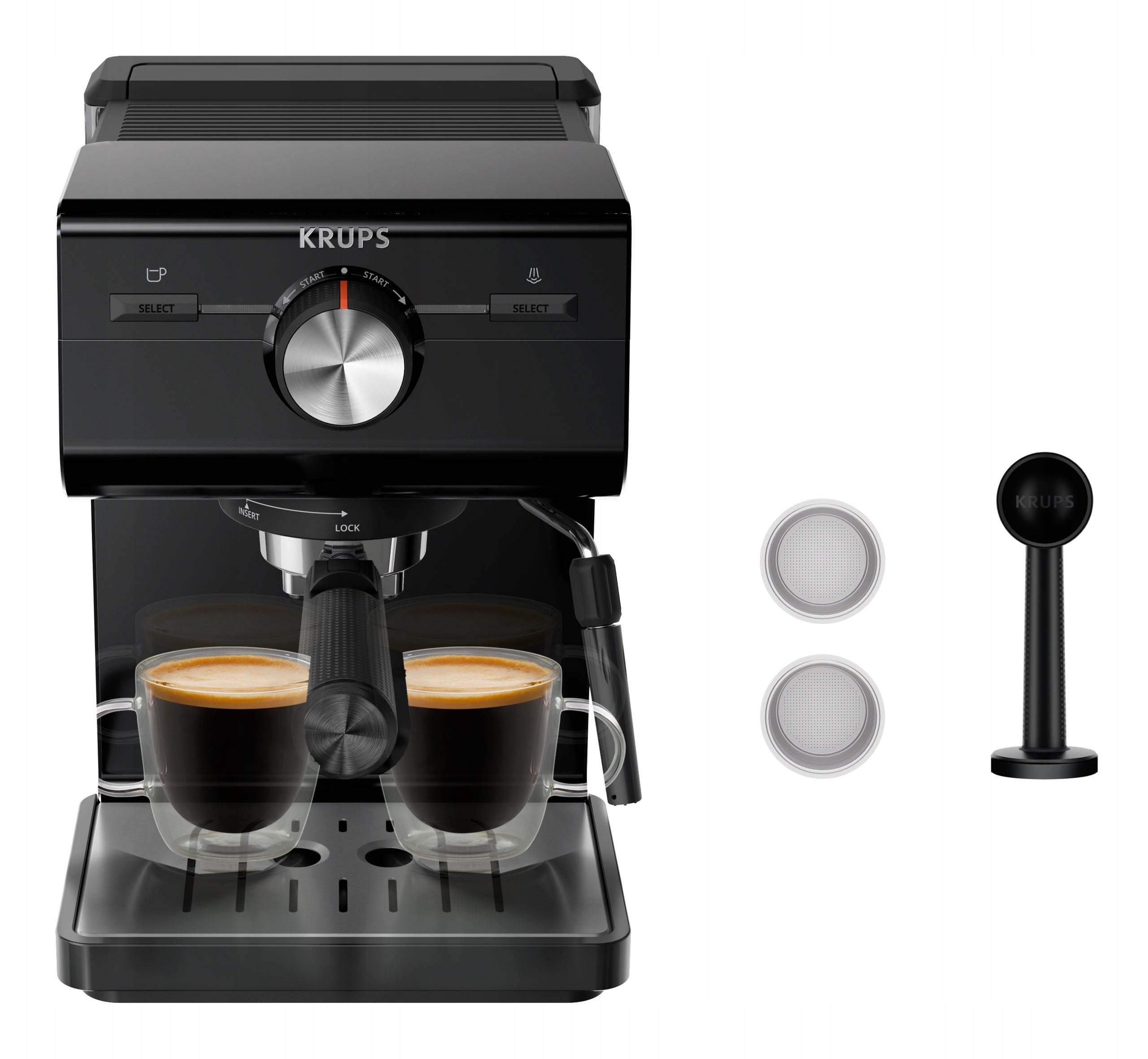 Cob coffee maker with foaming nozzle KRUPS Authentic+ C50 XP381810 15 bar