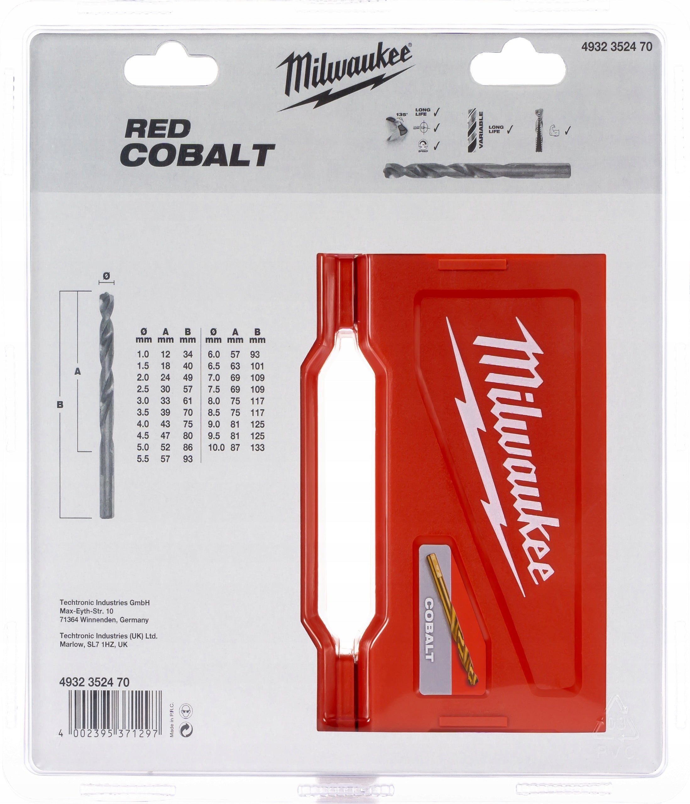 Cobalt Metal Drill Bit Set 19pcs Stainless Steel Milwaukee Cobalt Packaging status original