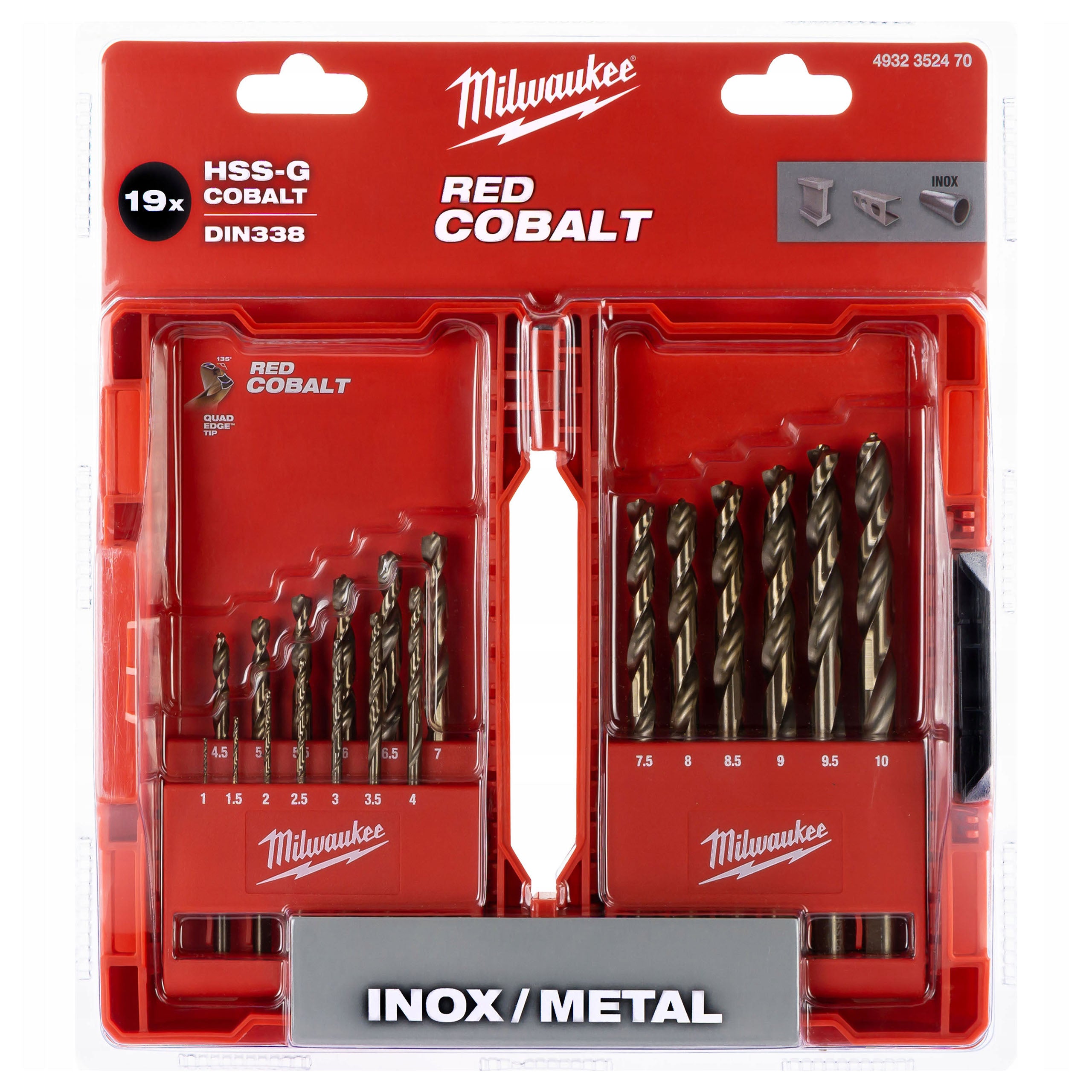 Cobalt Metal Drill Bit Set 19pcs Stainless Steel Milwaukee Cobalt