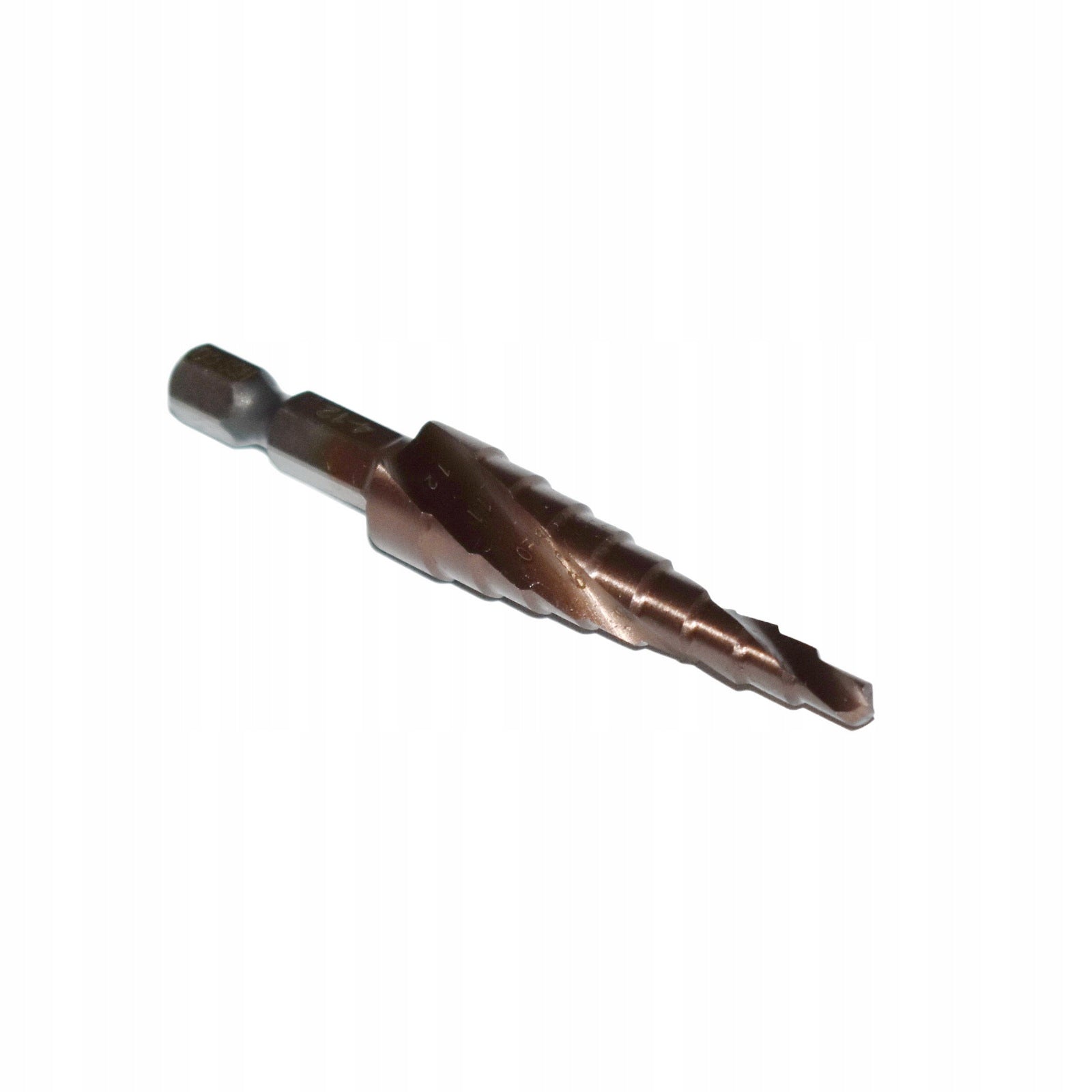 Cobalt step spiral drill bit 4-12 mm. HSSCo - conical, 9 degrees. Drill bit type step