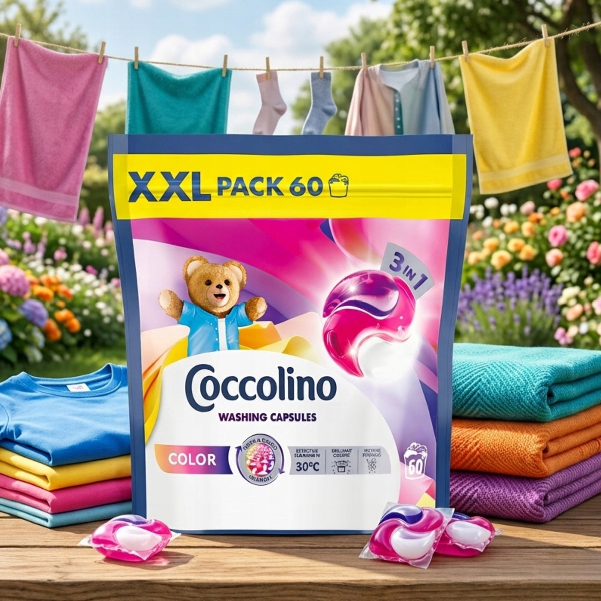 Coccolino XXL Capsules 3in1 Color 60 Washing Machine Fabrics Packaging status original
