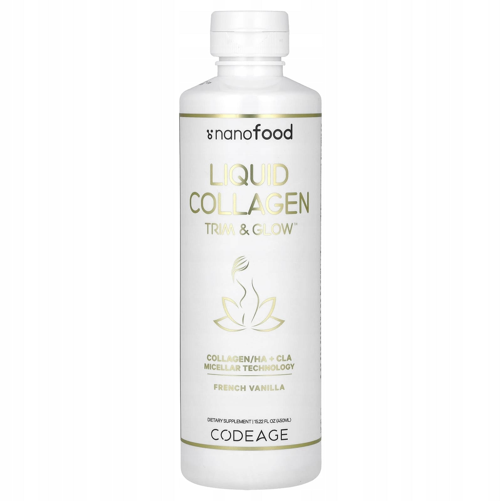 Codeage, Nanofood, Liquid Collagen, Trimming and Shine, French Vanilla