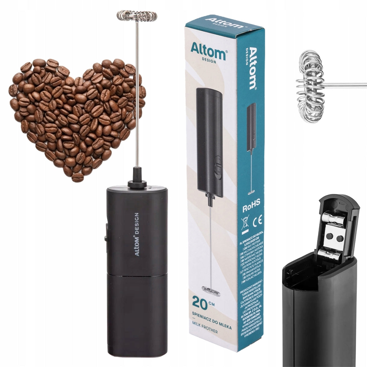 Coffee Egg Milk frother mini electric mixer hand beater Altom