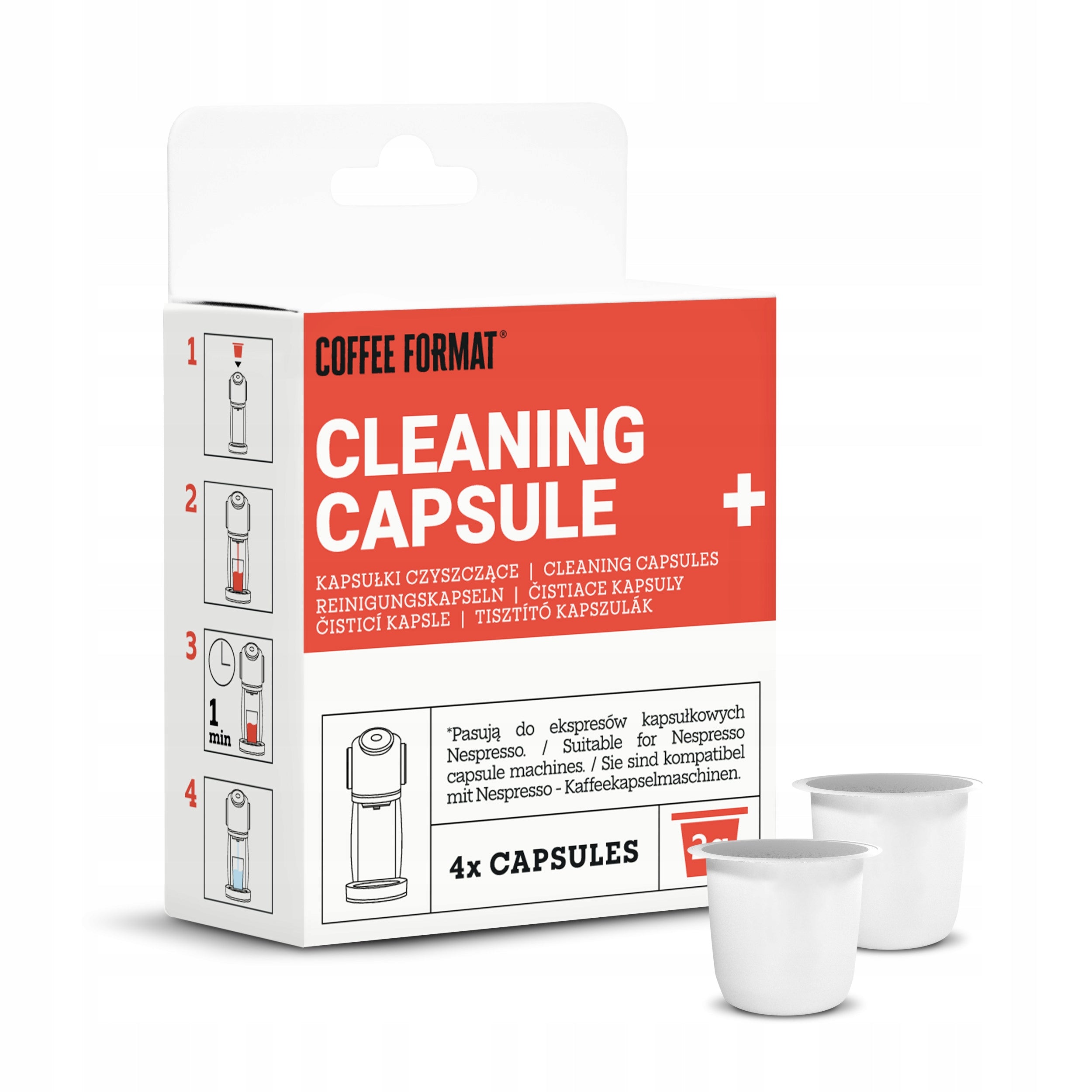 Coffee Format 4 x 2g Capsules for cleaning capsule machines Packaging status original