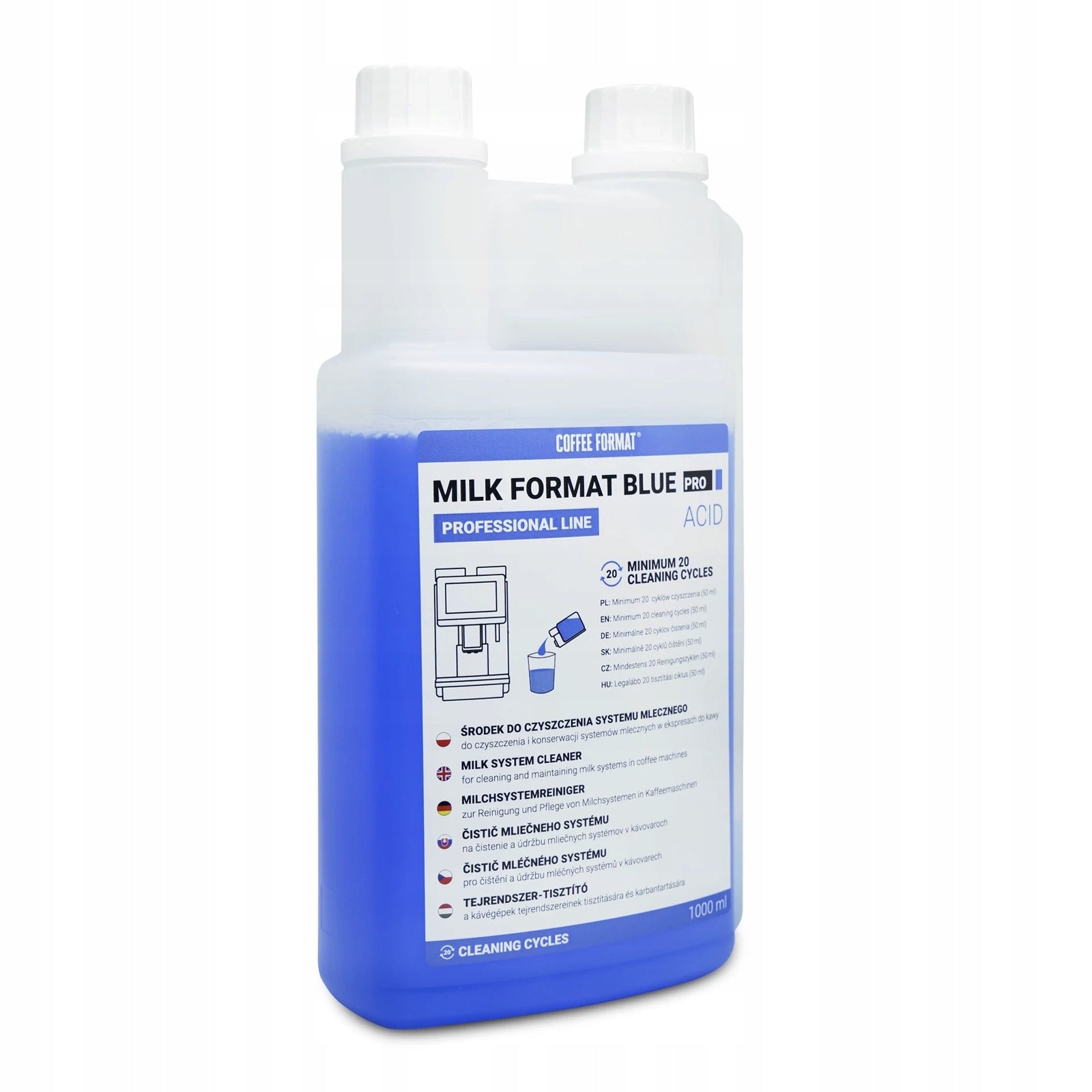 Coffee Format Blue PRO Efficient Milk System Liquid Set of 3x 1L 60 Cycles Brand Coffee Format