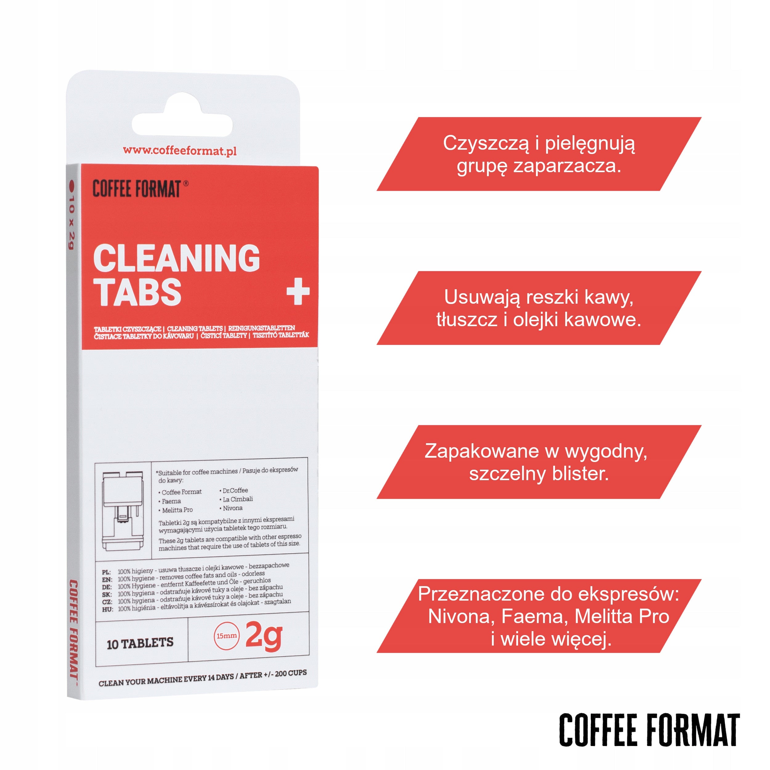 Coffee Format Espresso Machine Cleaning Tablets 10pcs x 2g Manufacturer code Cleaning TABS+ 10 x 2g
