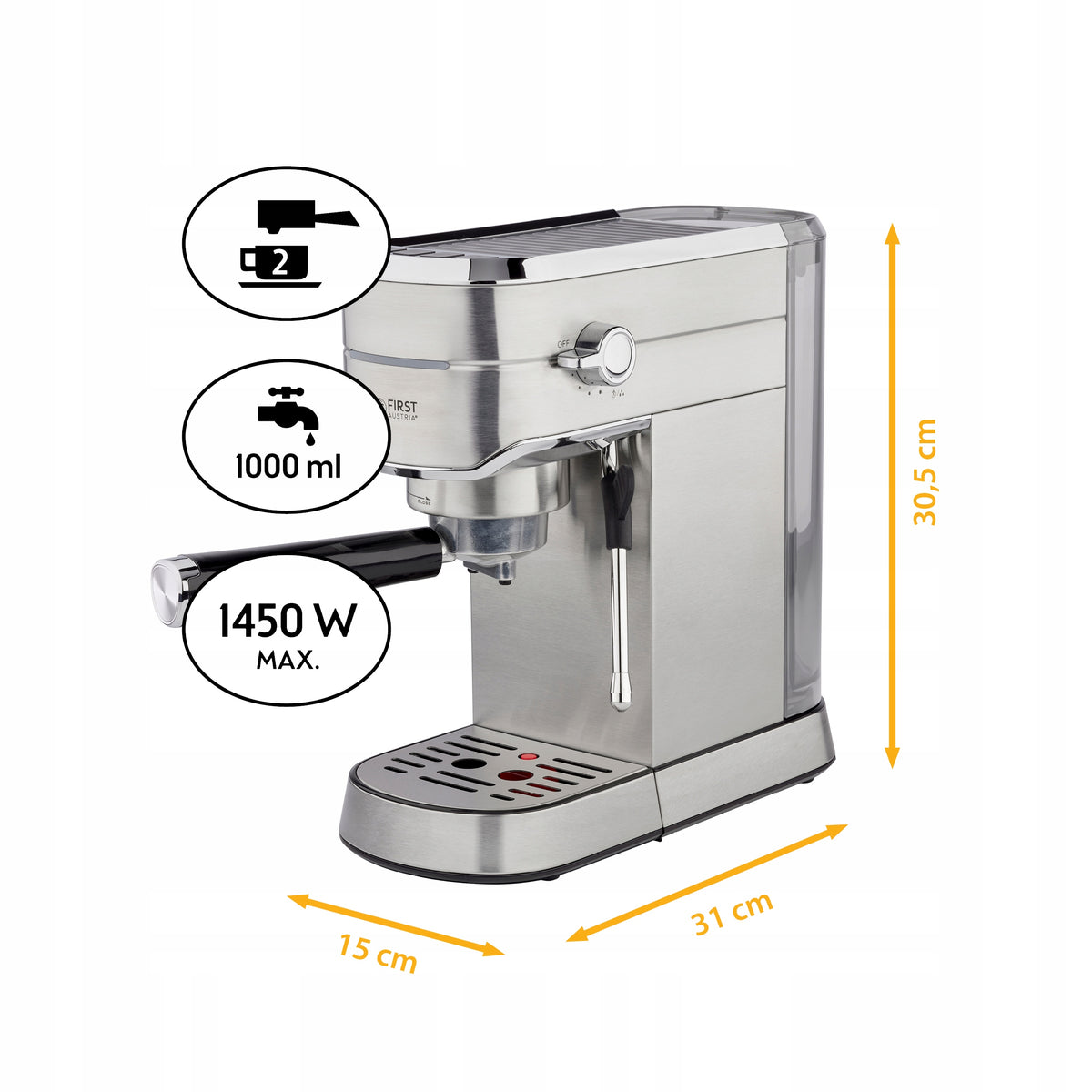 Coffee Maker TZS First Austria FA-5476-3 1450W 15 Bar Packaging status original