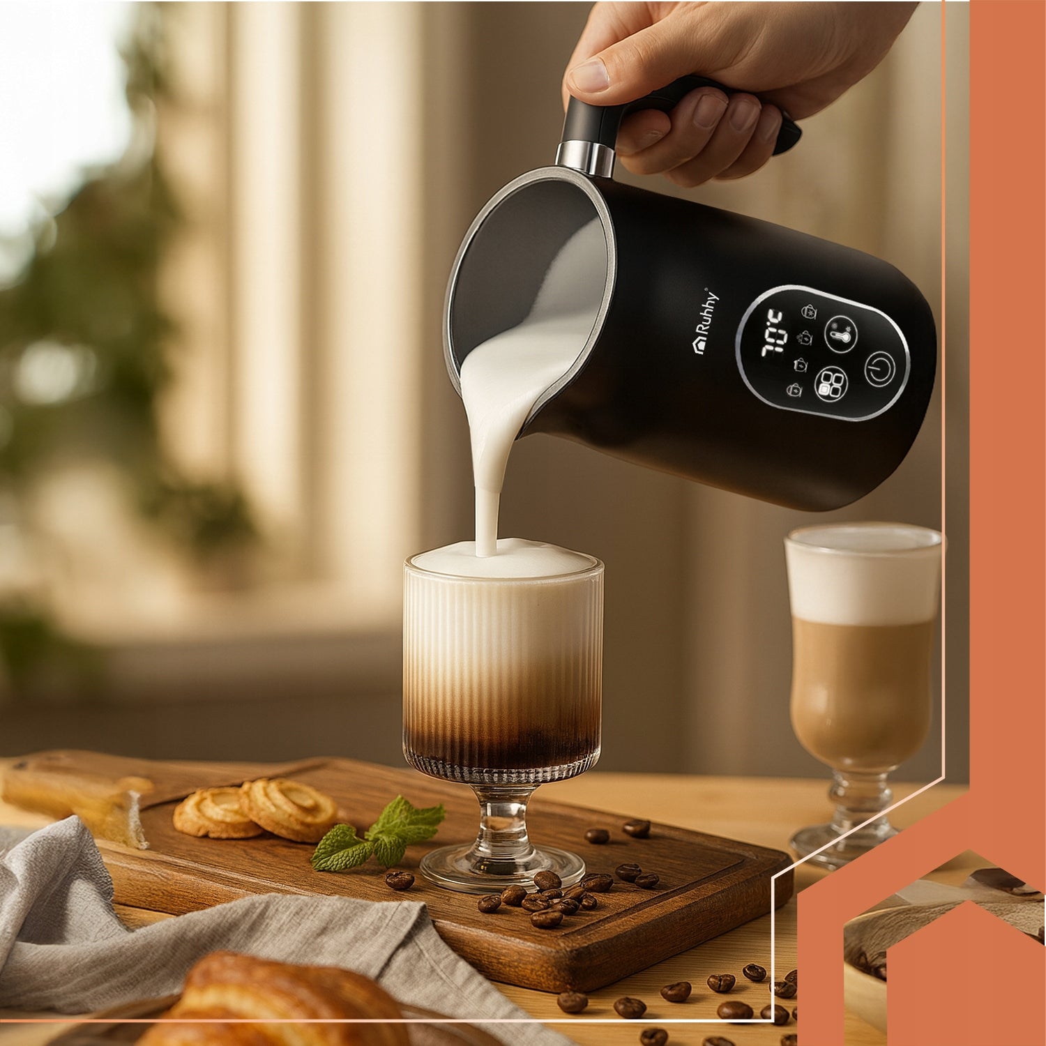 Coffee Milk Foamer Electric Heater 4in1 500W LED 270ml BPA FREE Brand Ruhhy
