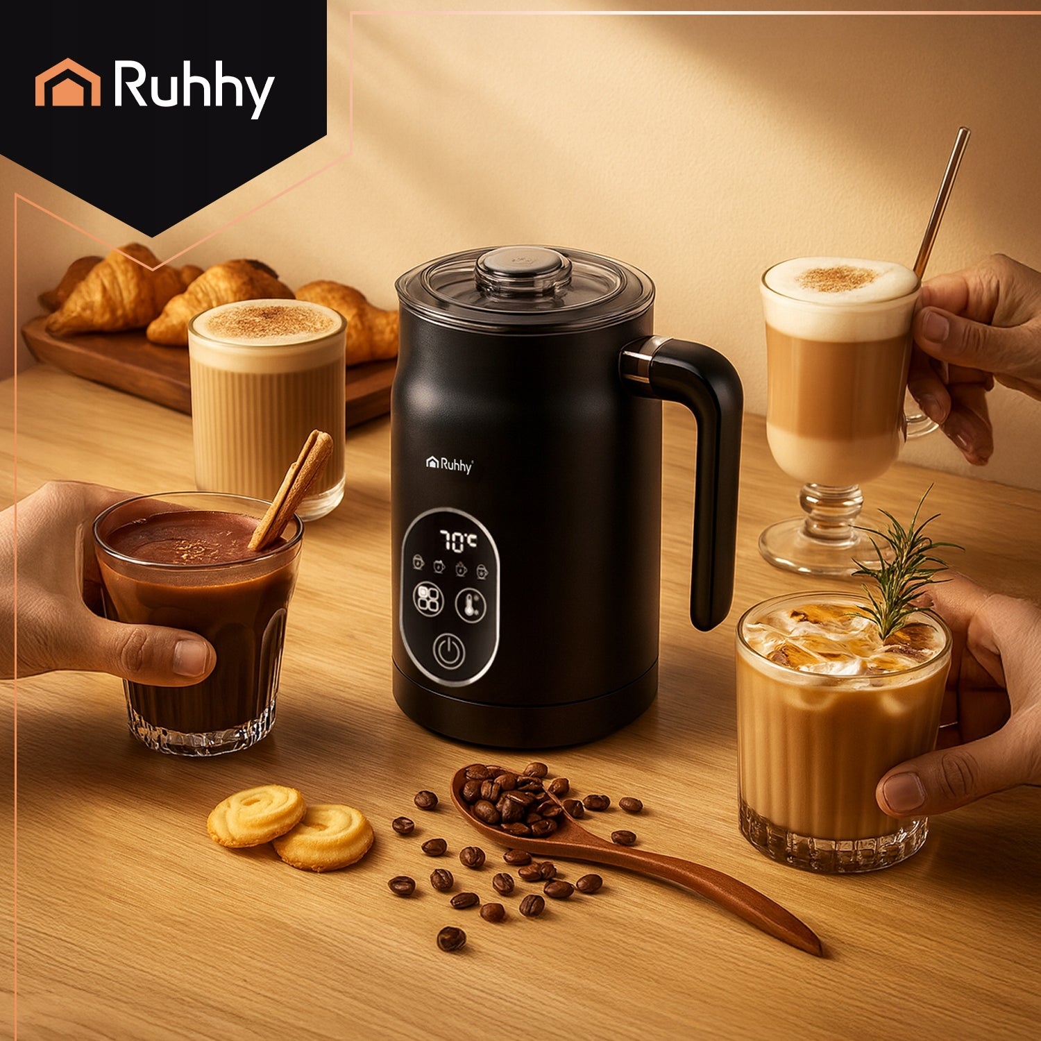 Coffee Milk Foamer Electric Heater 4in1 500W LED 270ml BPA FREE Kind jug-type