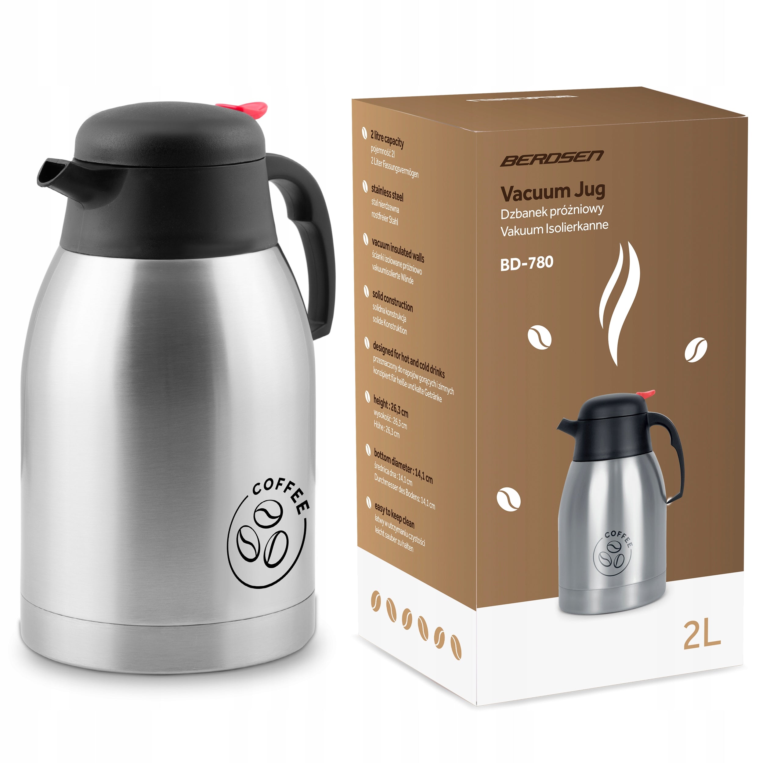 Coffee Pot 2L Vacuum Steel Conference Thermos Lightweight